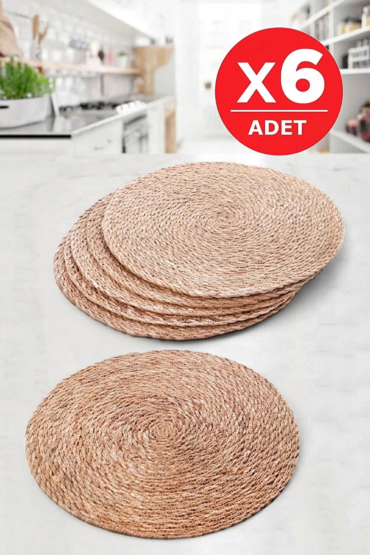 Tilbe Home 6lı Bambu Rattan El Yapımı Amerikan Servis Hasır Supla Masa Sofra Düzenleyici Tabak Altlığı