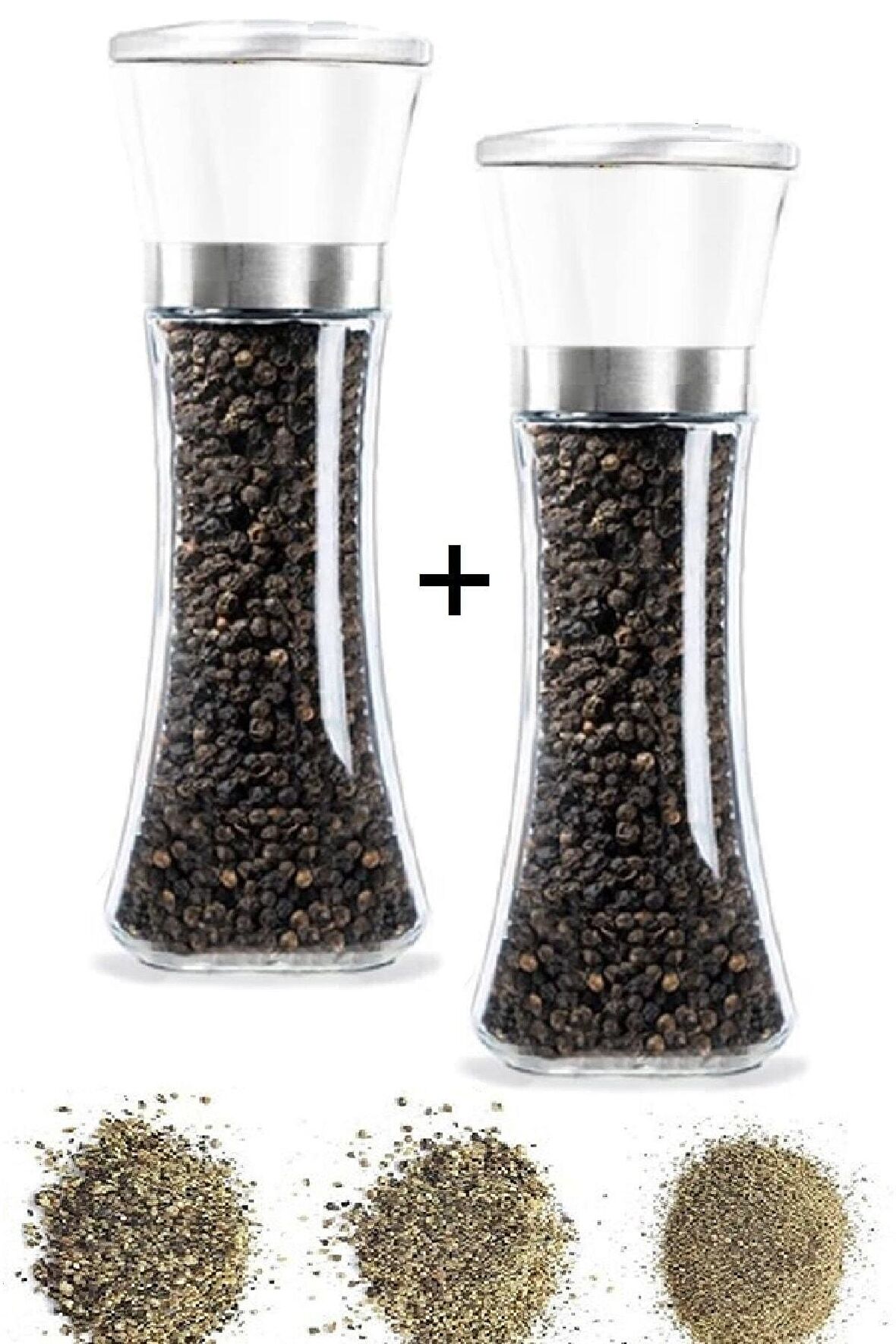 Seramik Bıçaklı Baharat Öğütücü Tuz Baharat Değirmeni Büyük Boy 2 Adet