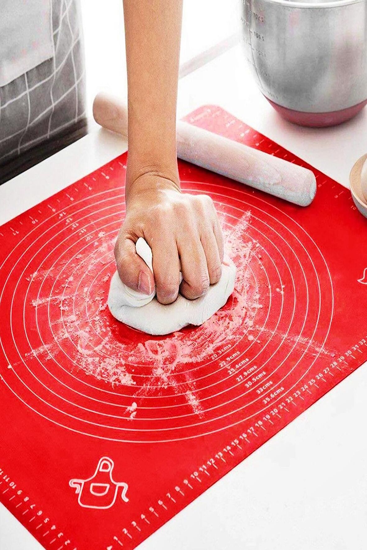 Hamur Açma Matı Silikon Yoğurma Matı Silpat Kırmızı Hamur Pasta Fırın Altlık Çok Amaçlı Silikon Mat