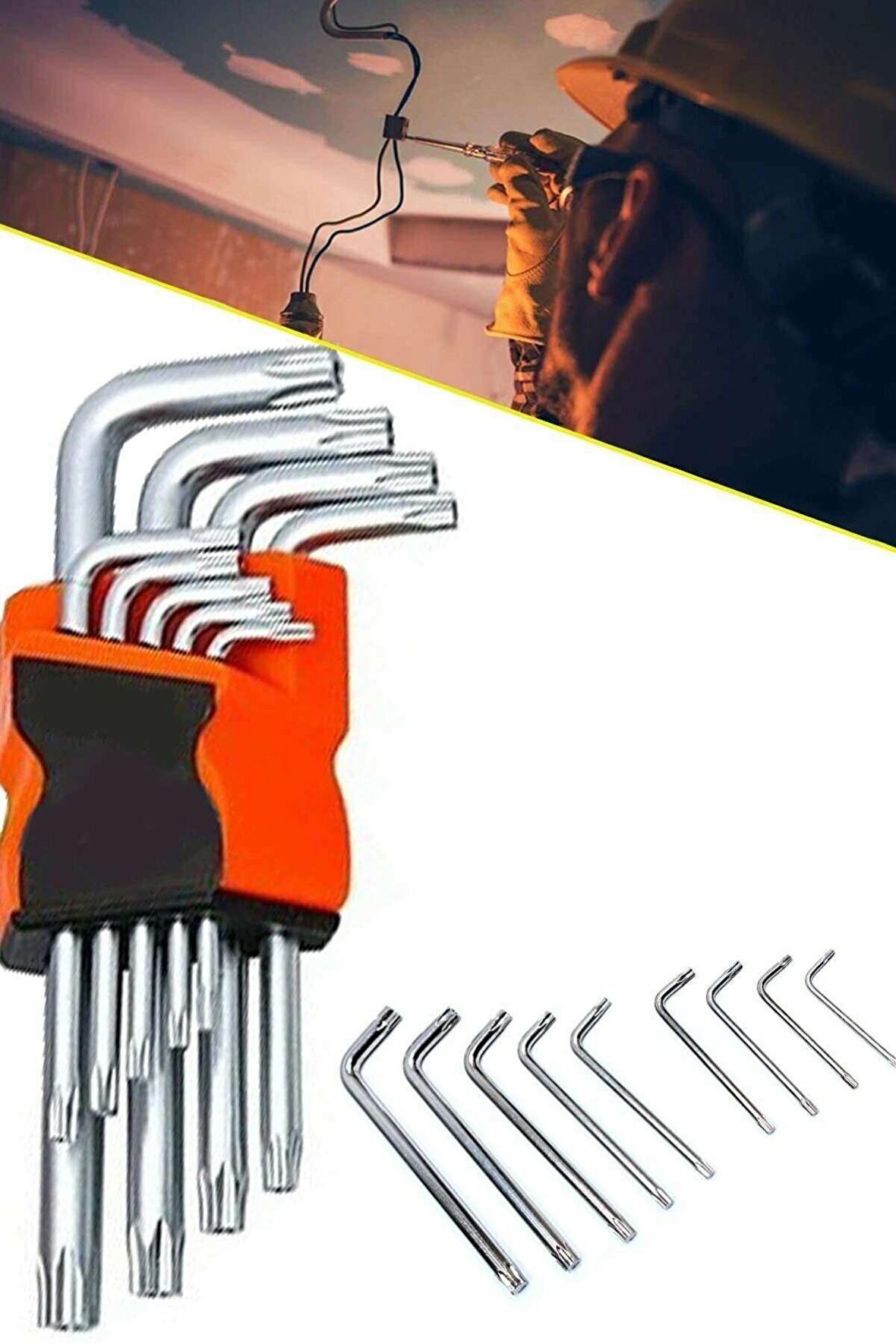 9 Parça Çift Taraflı Torx Alyan Allen 9 Parça Yıldız Anahtar Takımı