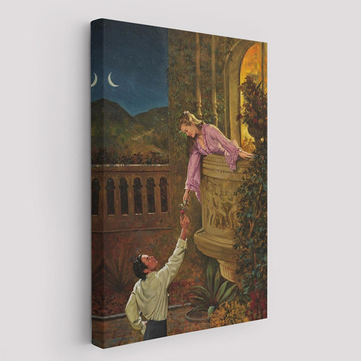 Sevgilisine Çiçek Veren Kadın Duvar Tablosu-6241