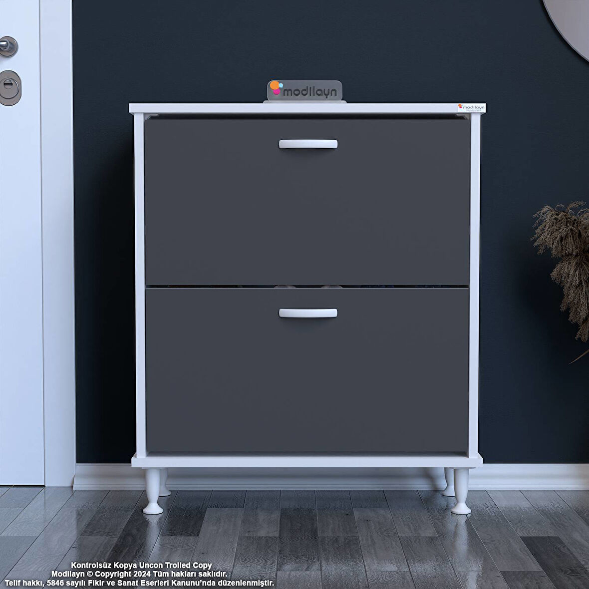 Modilayn UMAY Antre Hol 72x 90x 26 cm’ lik 2 Düşer Kapak 4 Göz Bölmeli Ayakkabılık