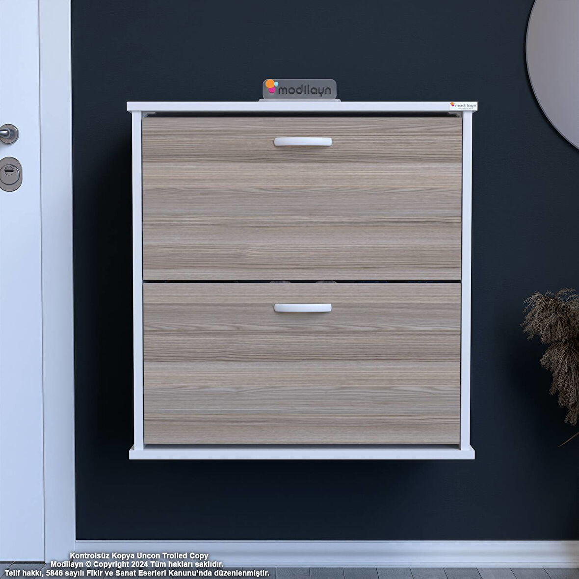 Modilayn UMAY Antre Hol 72x 78x 25, 5 cm’ lik 2 Düşer Kapak 4 Göz Bölmeli Ayakkabılık