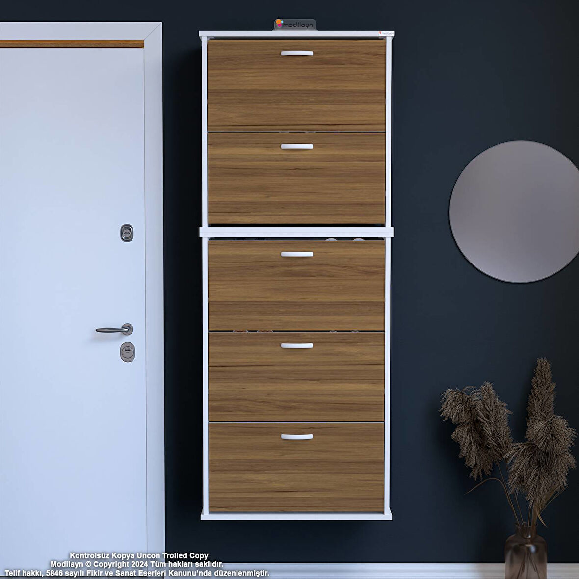 Modilayn VARBİ UMAY' 2 Li Asma Antre 72x 193x26 cm’ lik 5 Düşer Kapak 10 Göz Bölme Ayakkabılık