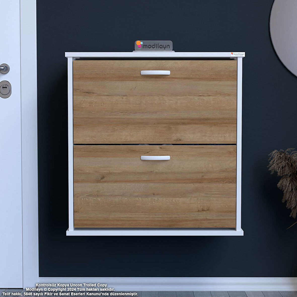 Modilayn UMAY Antre Hol 72x 78x 25,5 cm’ lik 2 Düşer Kapak 4 Göz Bölmeli Ayakkabılık