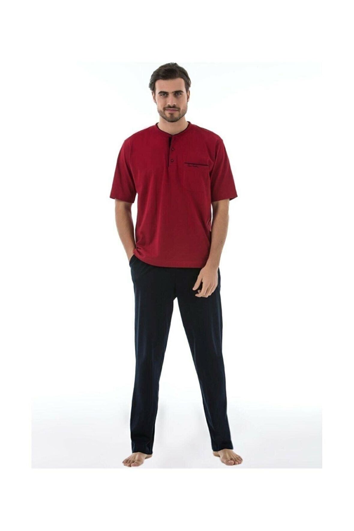 Erkek Bordo Penye Pijama Takımı 3'lü 5370