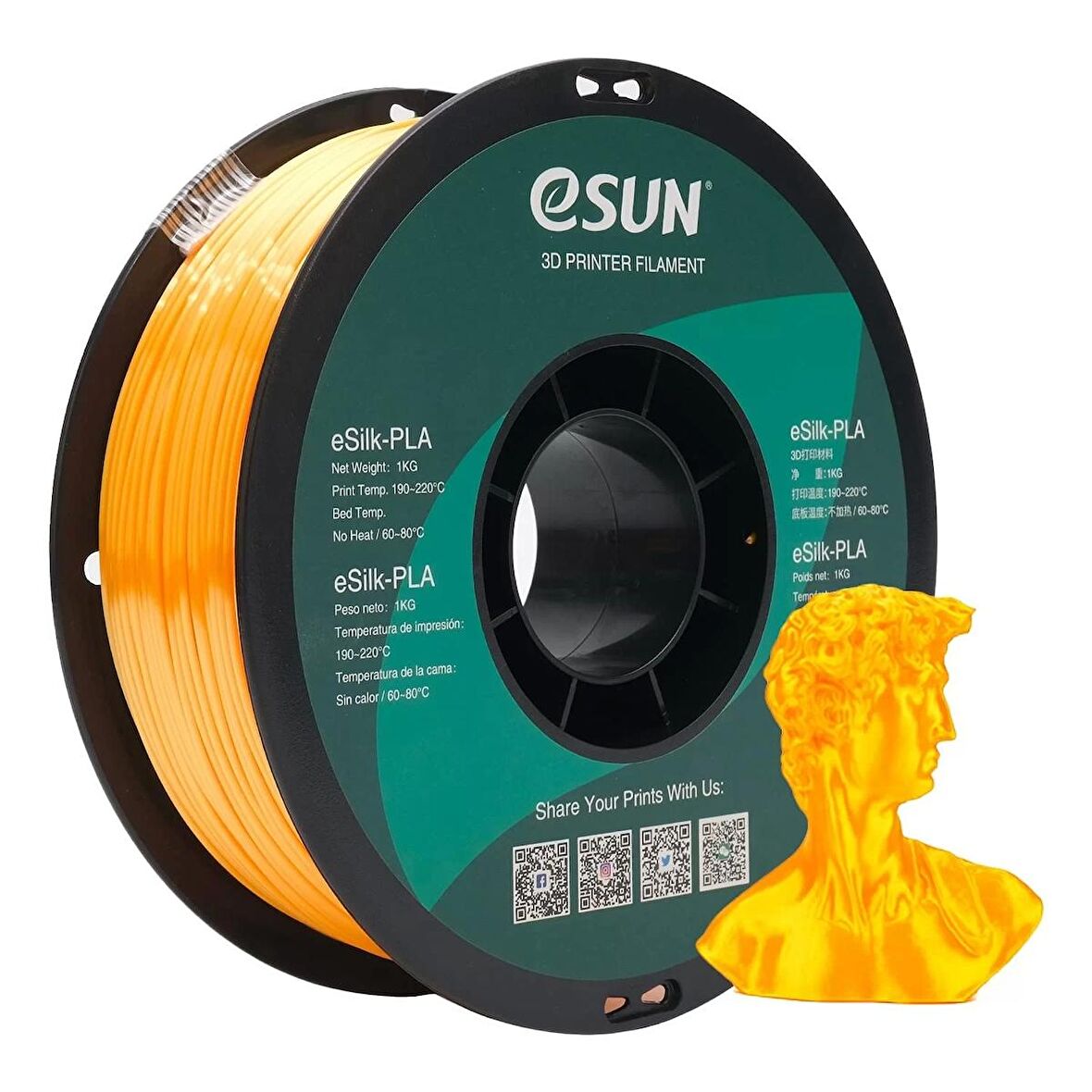 Esun Silk Sarı Pla+ Fi̇lament 1.75mm 1kg