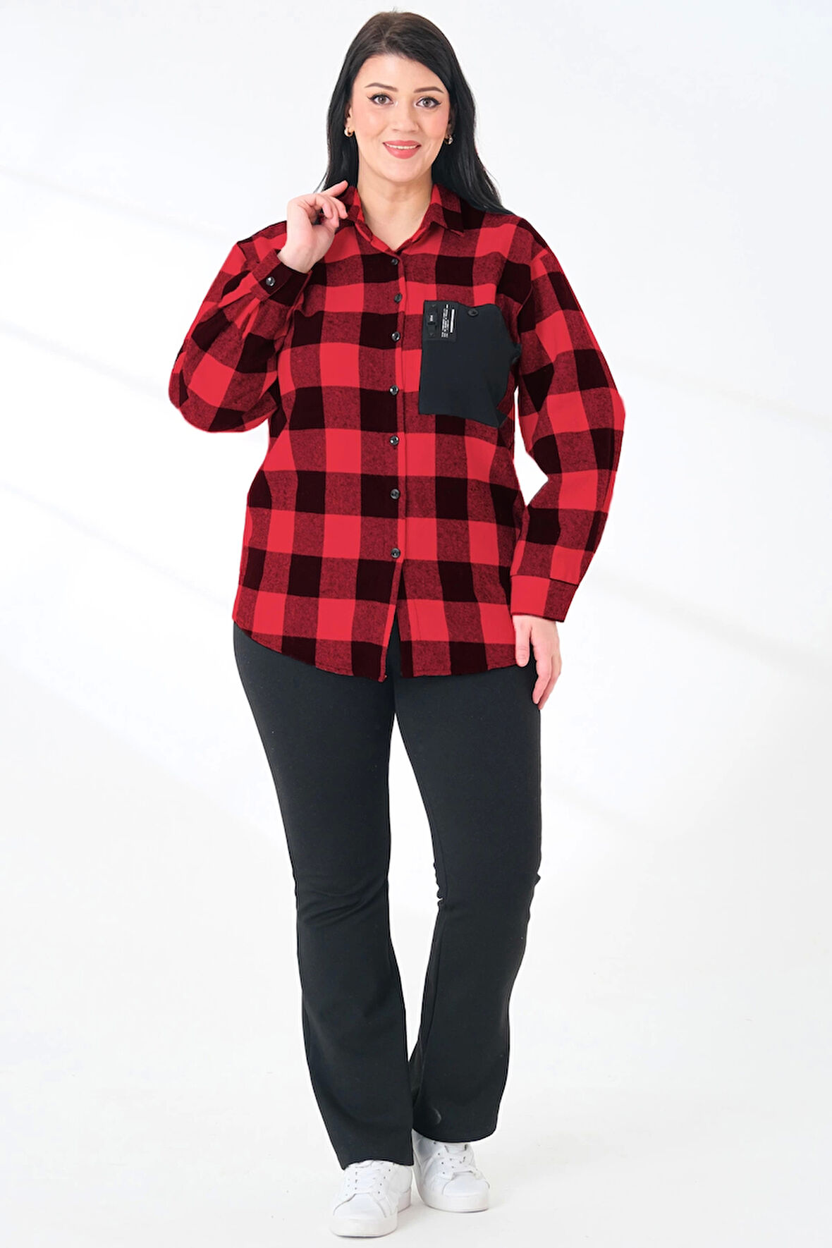 Ekoseli Oversize Dokuma Büyük Beden Oduncu Gömlek