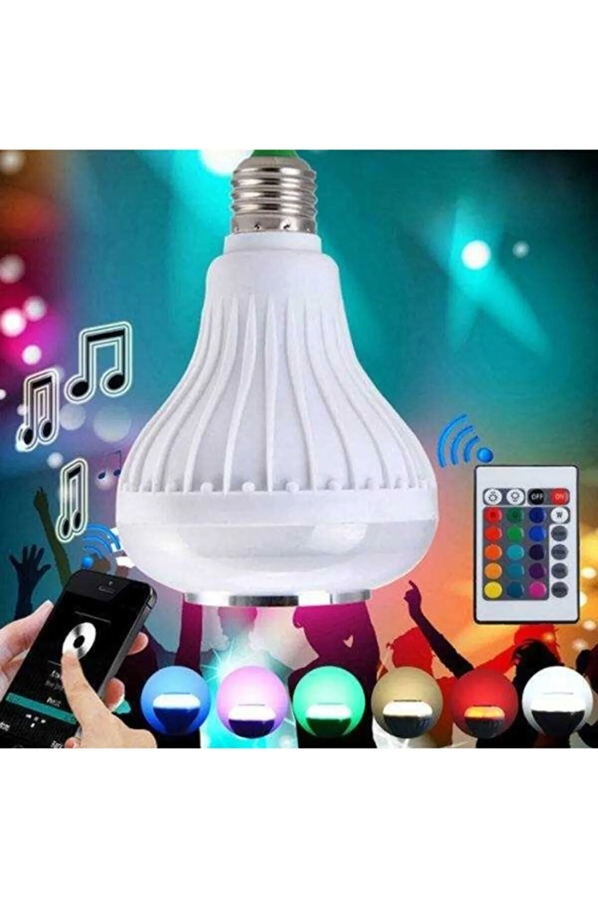 Bluetooth Hoparlör Ve Led Lamba Uzaktan Kumandalı Ampül