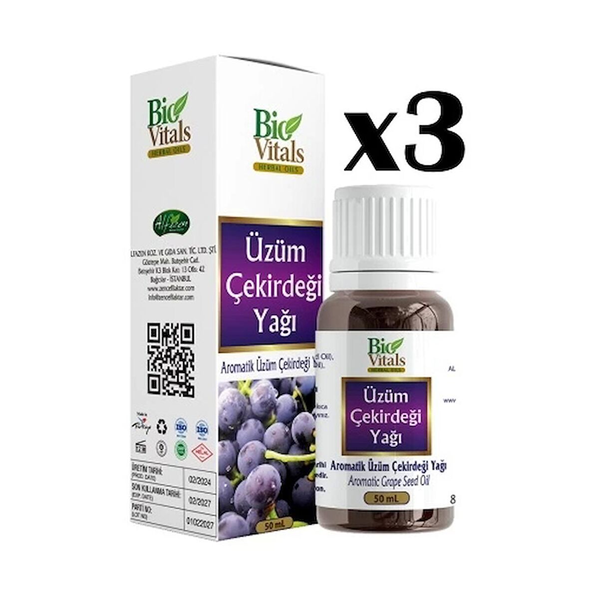 Biovitals Üzüm Çekirdeği Yağı 50 ml x 3 Adet