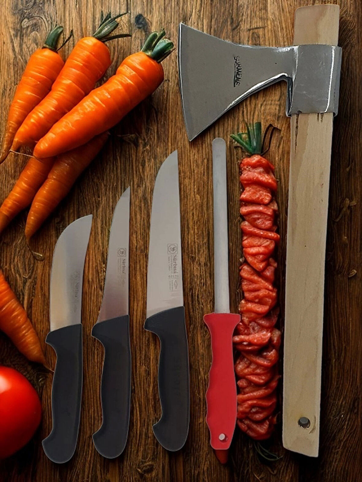 Sürmene El Yapımı Plastik Sap Kasap Kurban Et Doğrama Kırma Seti