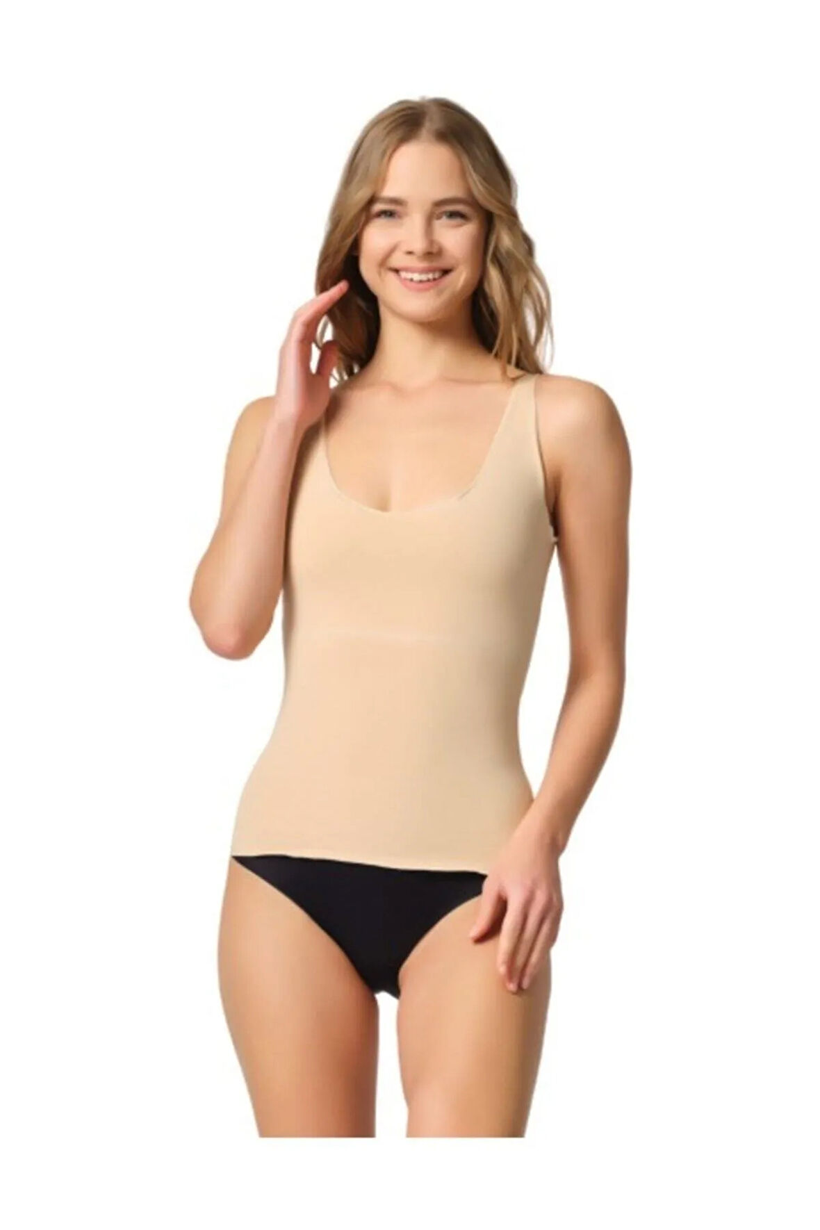 Kadın Çift Kat Pamuklu Geniş Askılı Atlet Ten 2815