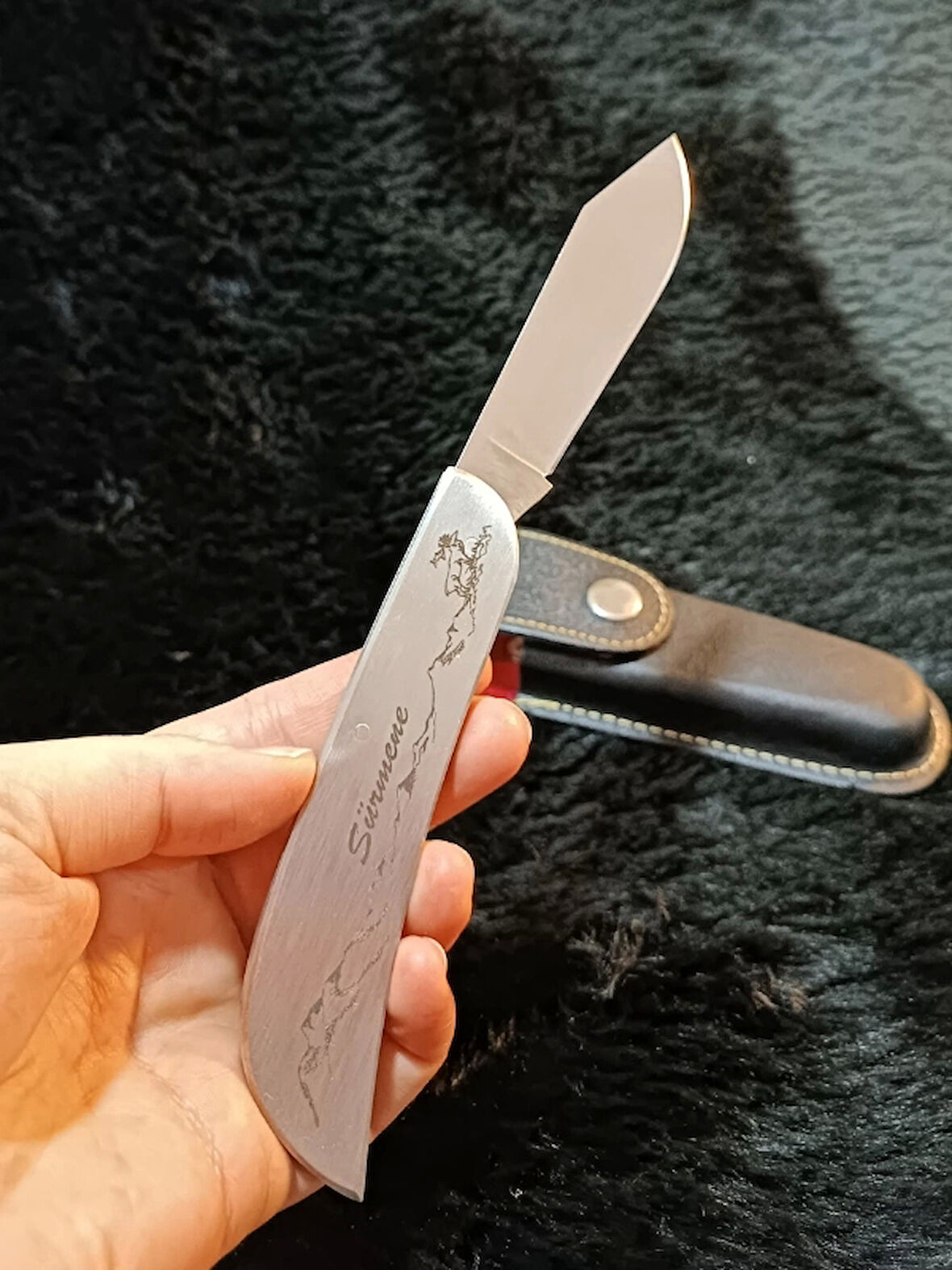 Sürbisa Krom İşlemeli Avcı Çakı Bıçağı (Tek Bıçaklı) 61808 8.0 cm