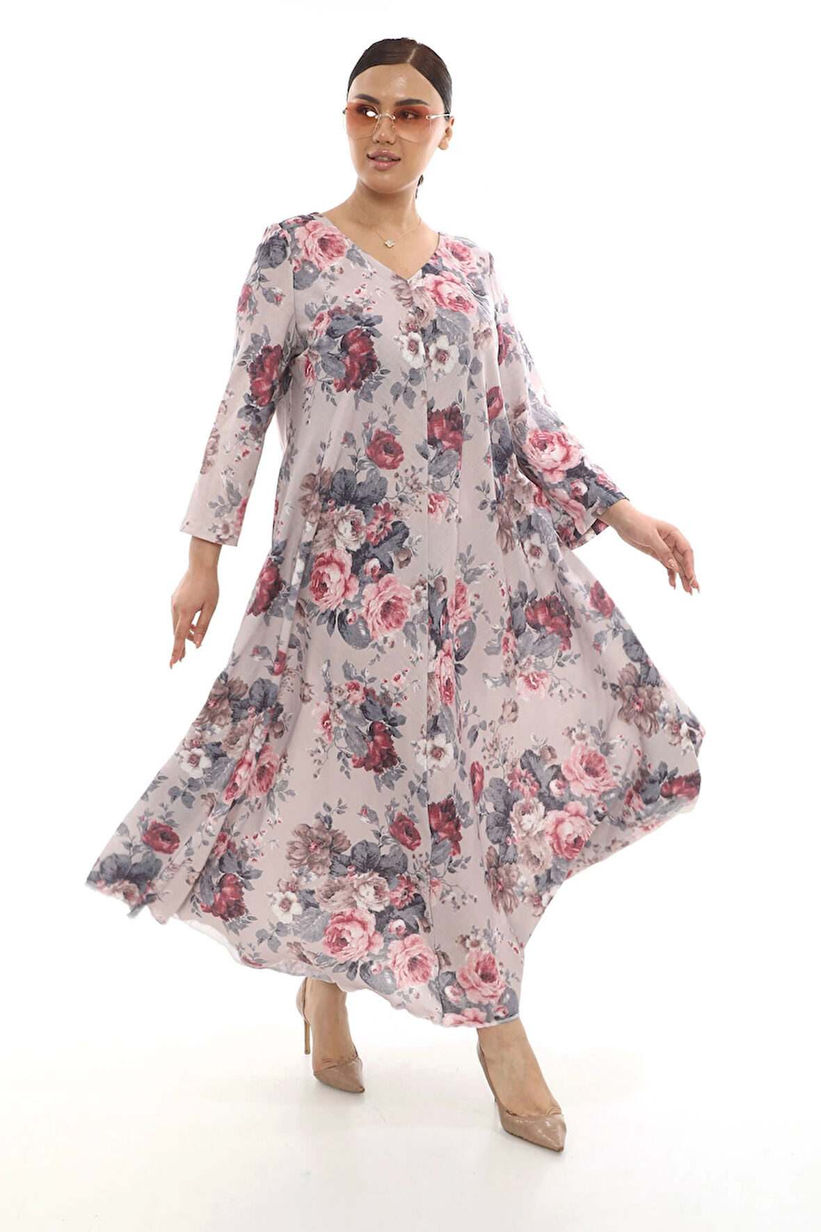 Keten Büyük Beden Kırışmaz Kumaş Kadın Elbise