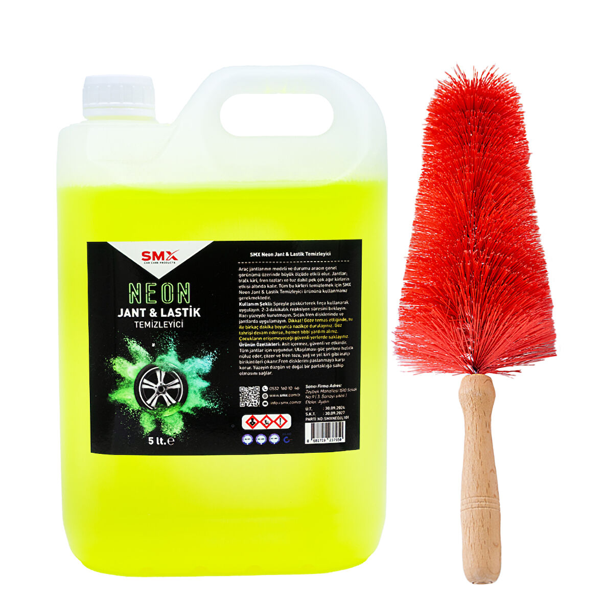 Neon Jant & Lastik Temizleyici 5 Lt.  + Jant Temizleme Fırçası