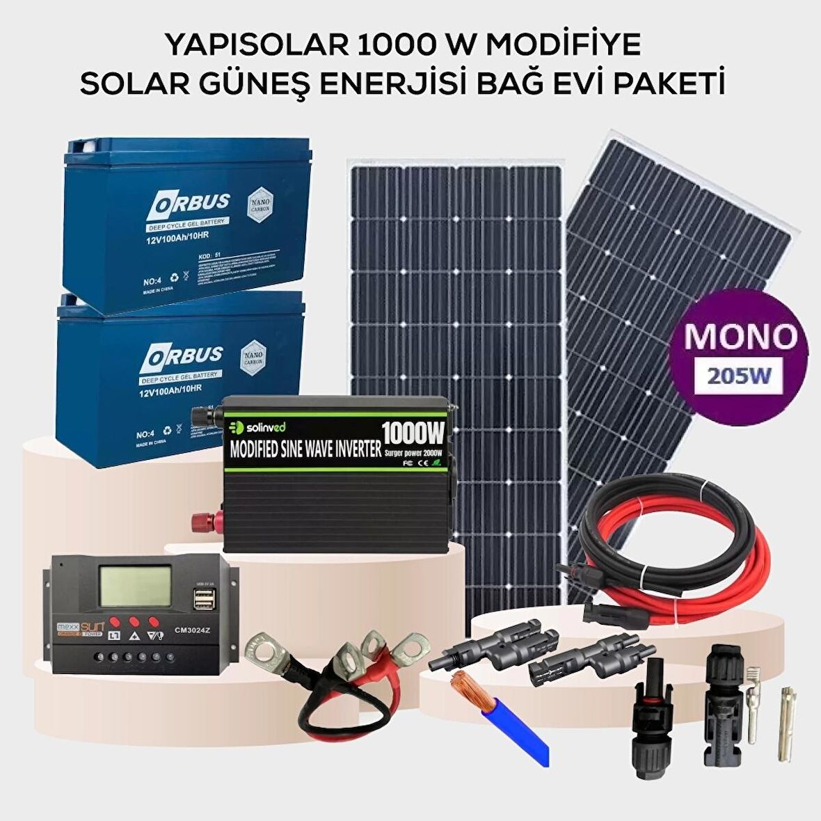 Yapısolar 1000 W Solar Güneş Enerjisi Bağ Evi M Paketi