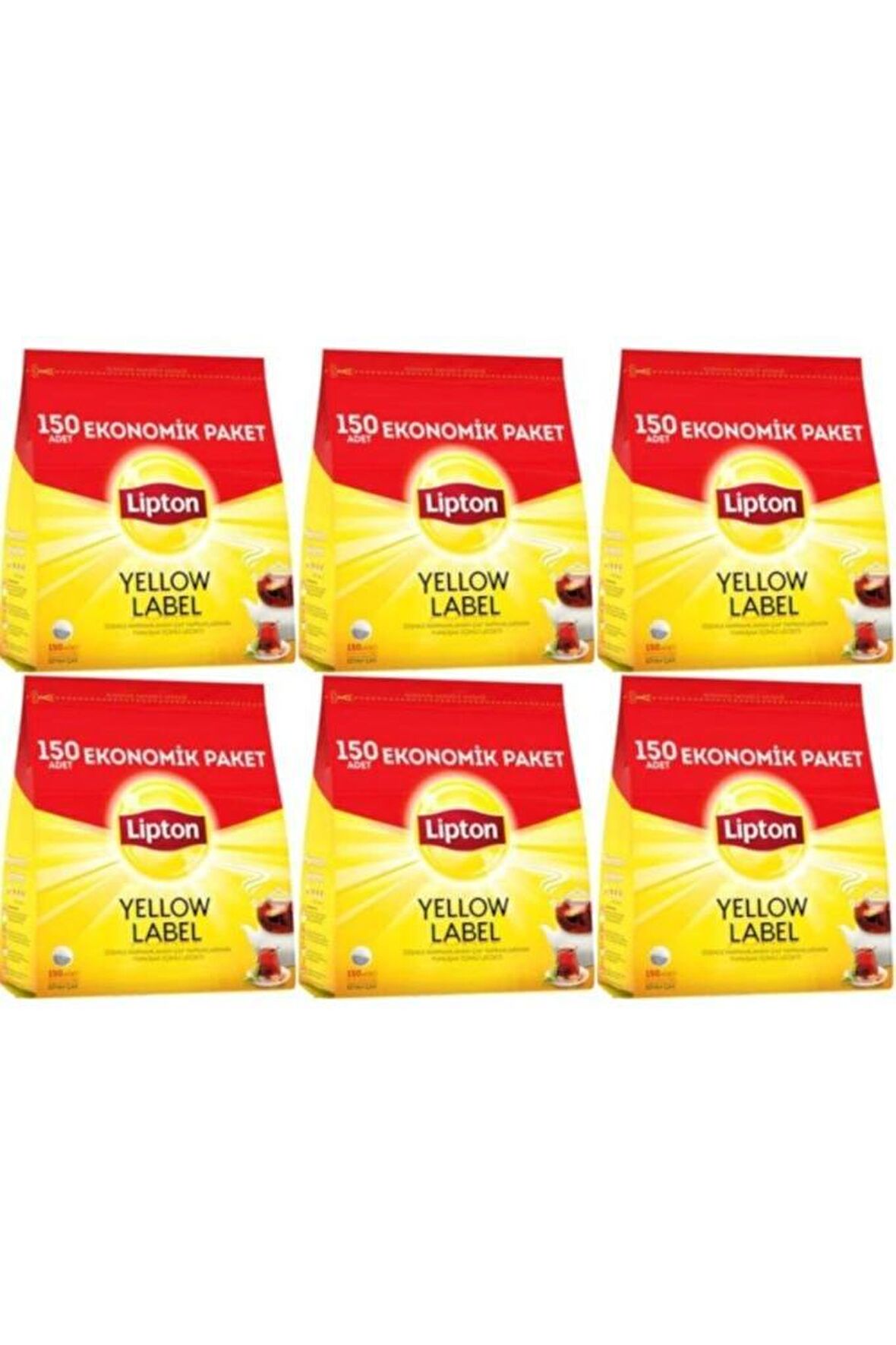 Lipton Yellow Label Demlik Poşet Siyah Çay 6x150'li 