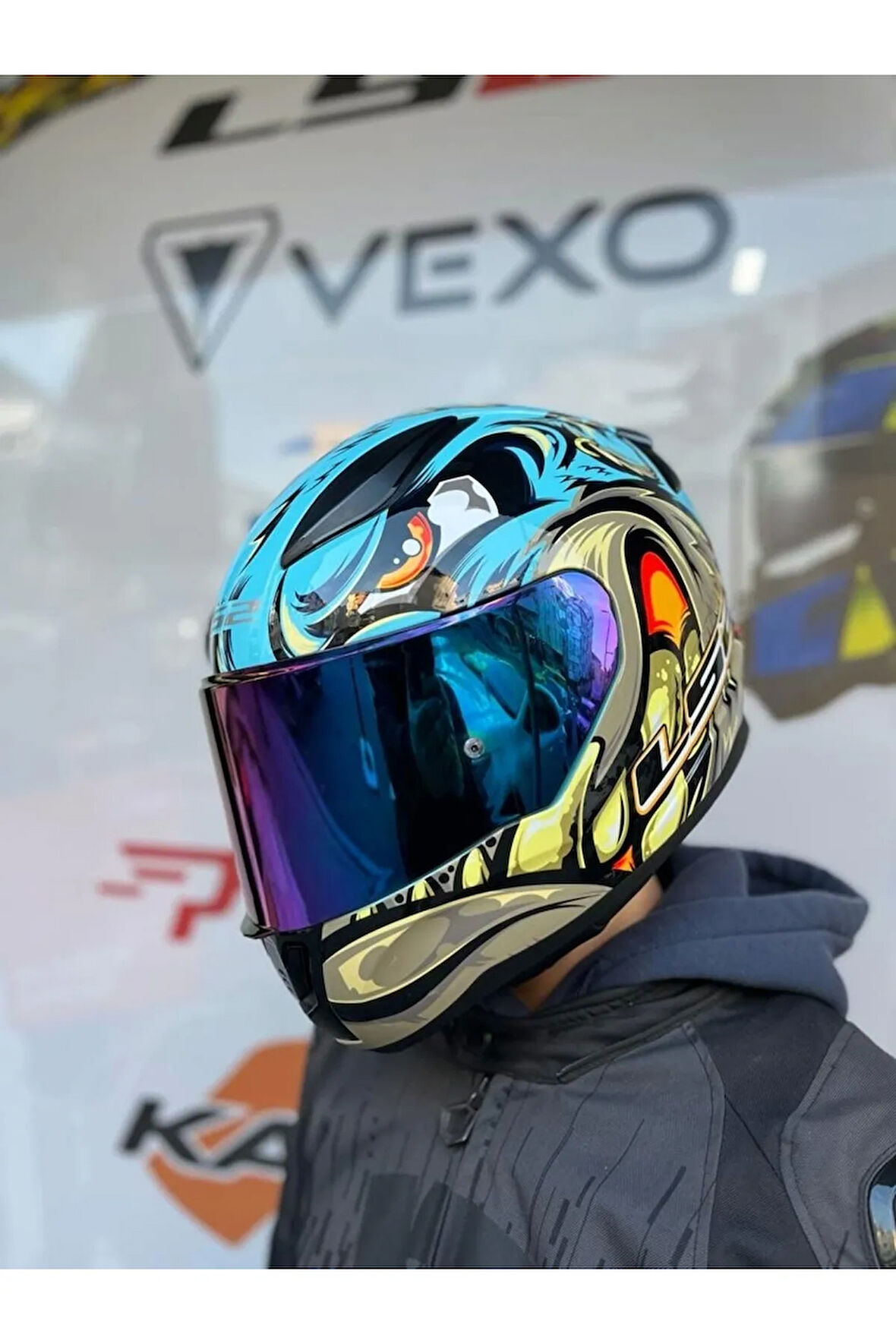 Rapıd 2 Neo Mavi-mor Kask - Gökkuşağı Vizör
