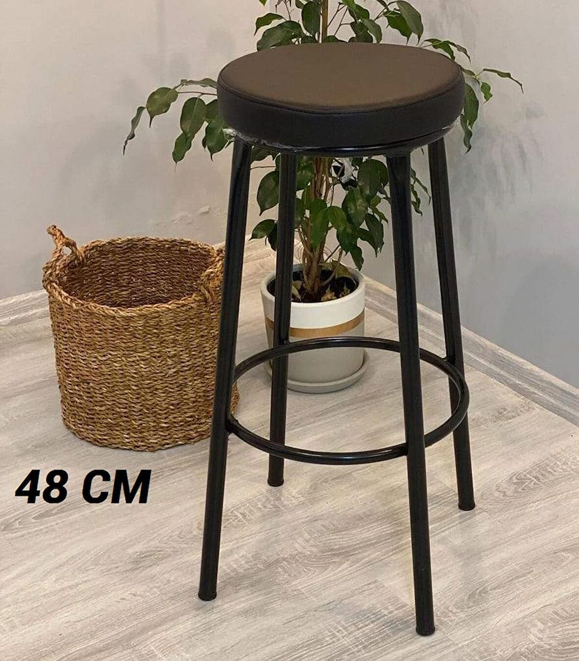 GRANDE HOME BAR TABURESİ SİYAH - SİYAH MİNDER 48 CM