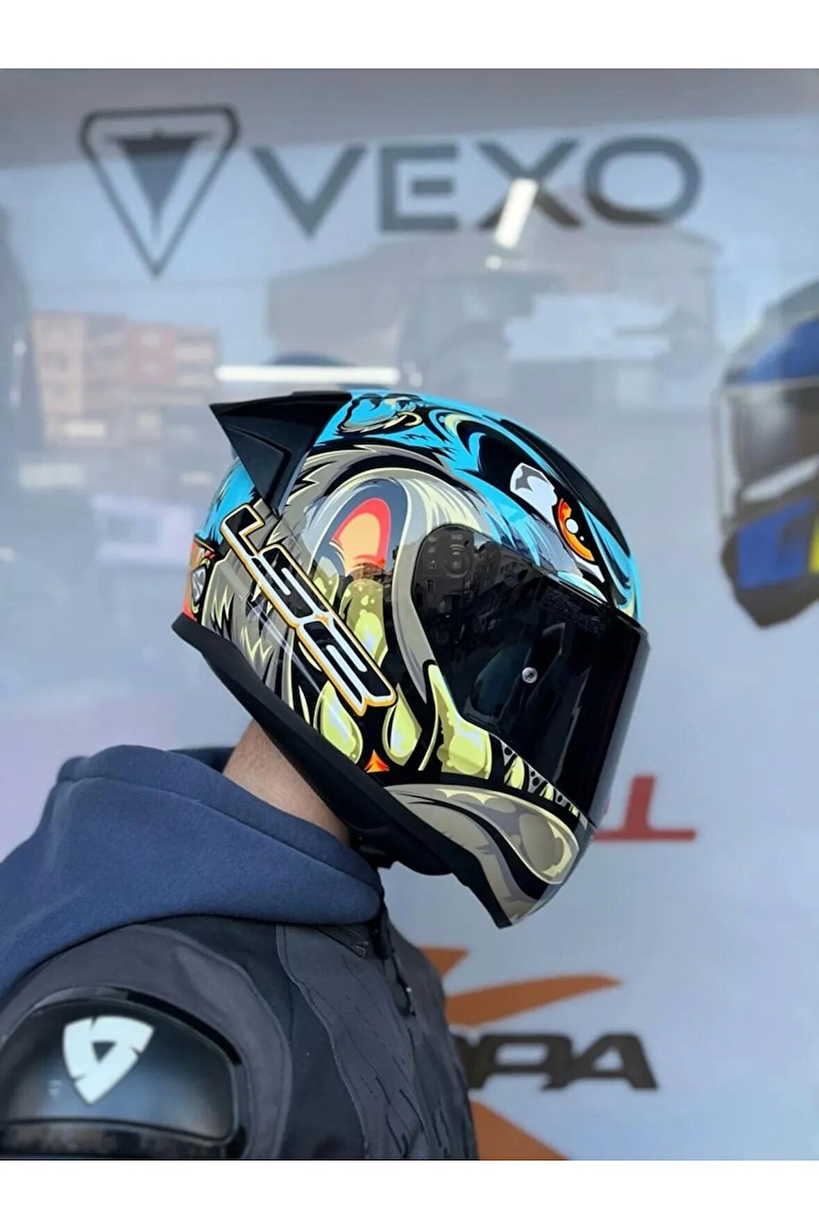 Rapıd 2 Neo Mavi-mor Kask - Siyah Vizör - Spoiler