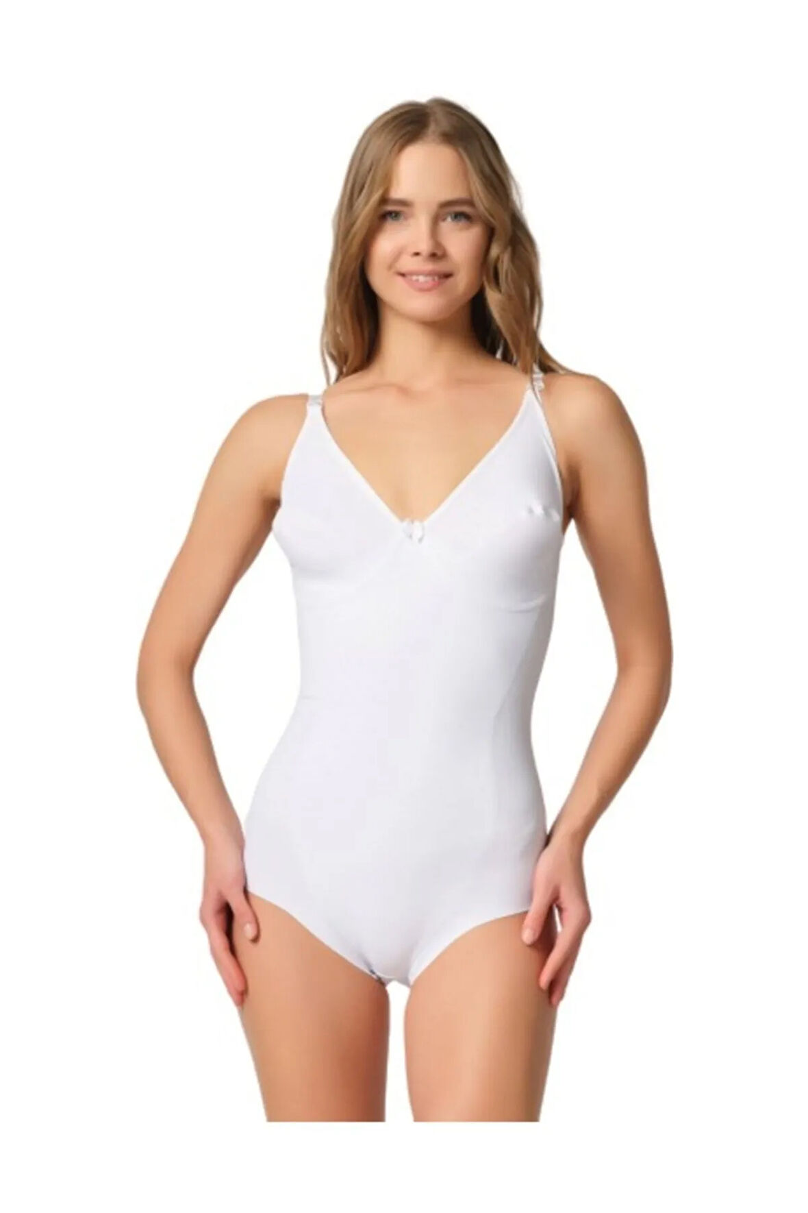 Lazer Kesim Çift Kat Slip Boy Korse Beyaz 2821b