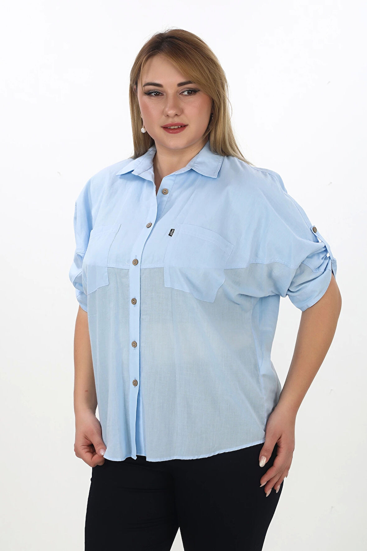 %100 Cotton Yazlık Organik Büyük Beden Kadın Gömlek