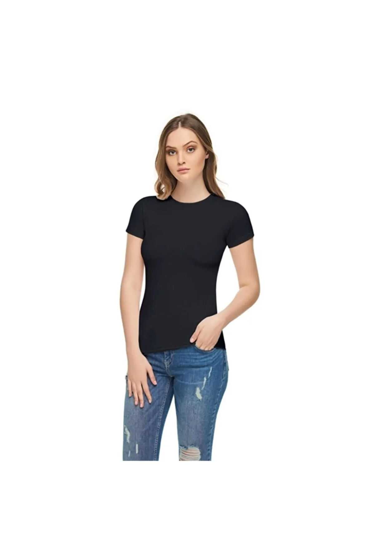 Iç Giyim Elit Likralı Sıfır Yaka Kadın Kısa Kol Atlet