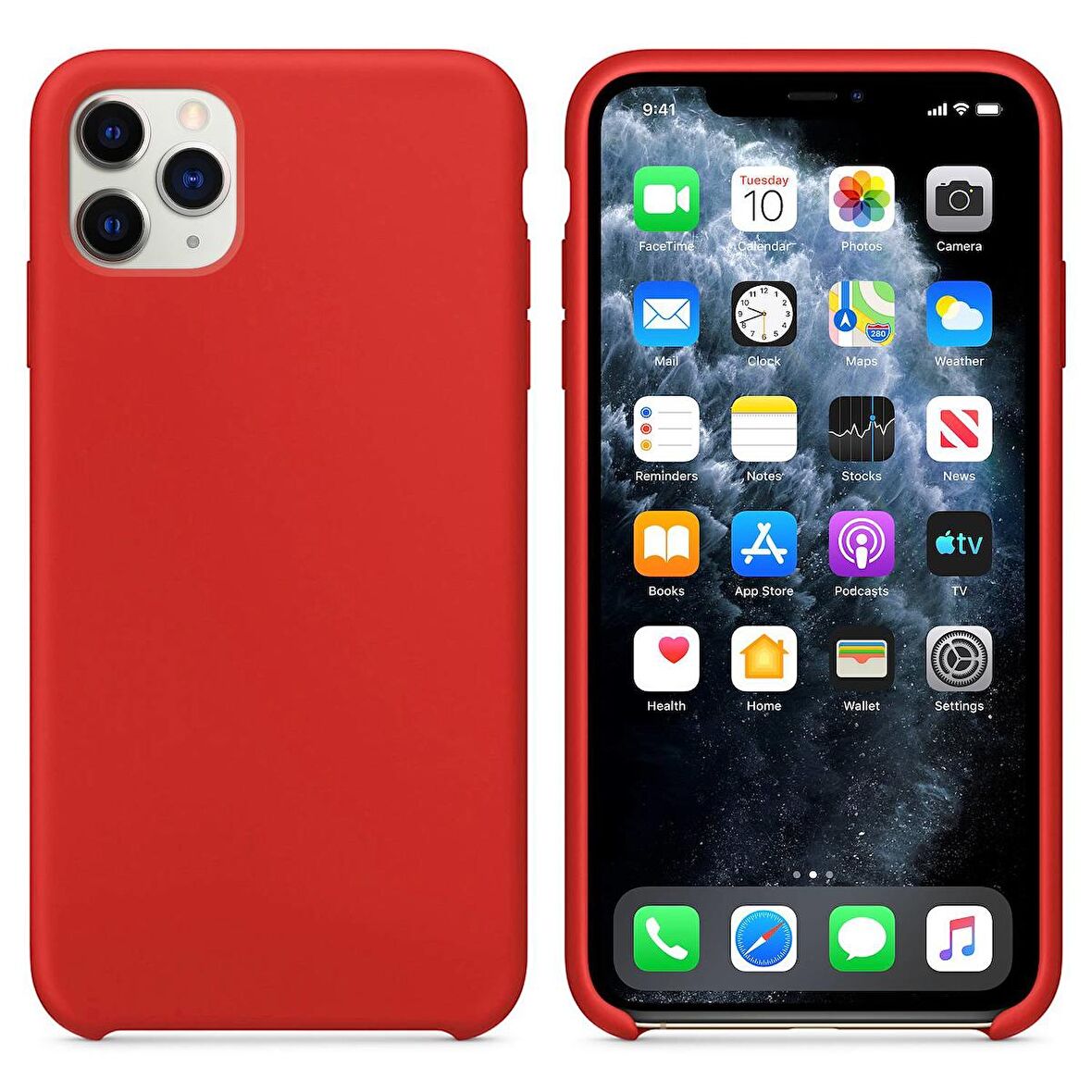 Apple iPhone 11 Pro Max Altı Açık Liquit Lansman Silikon Bayrak Kırmızısı