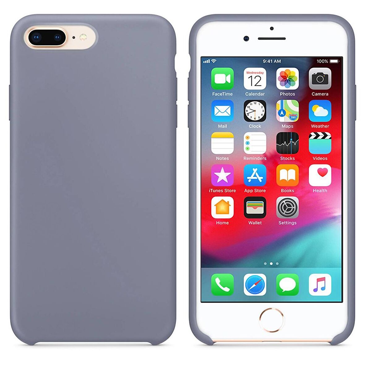 Apple iPhone 8 Plus Altı Açık Liquit Lansman Silikon Elegant Mavi