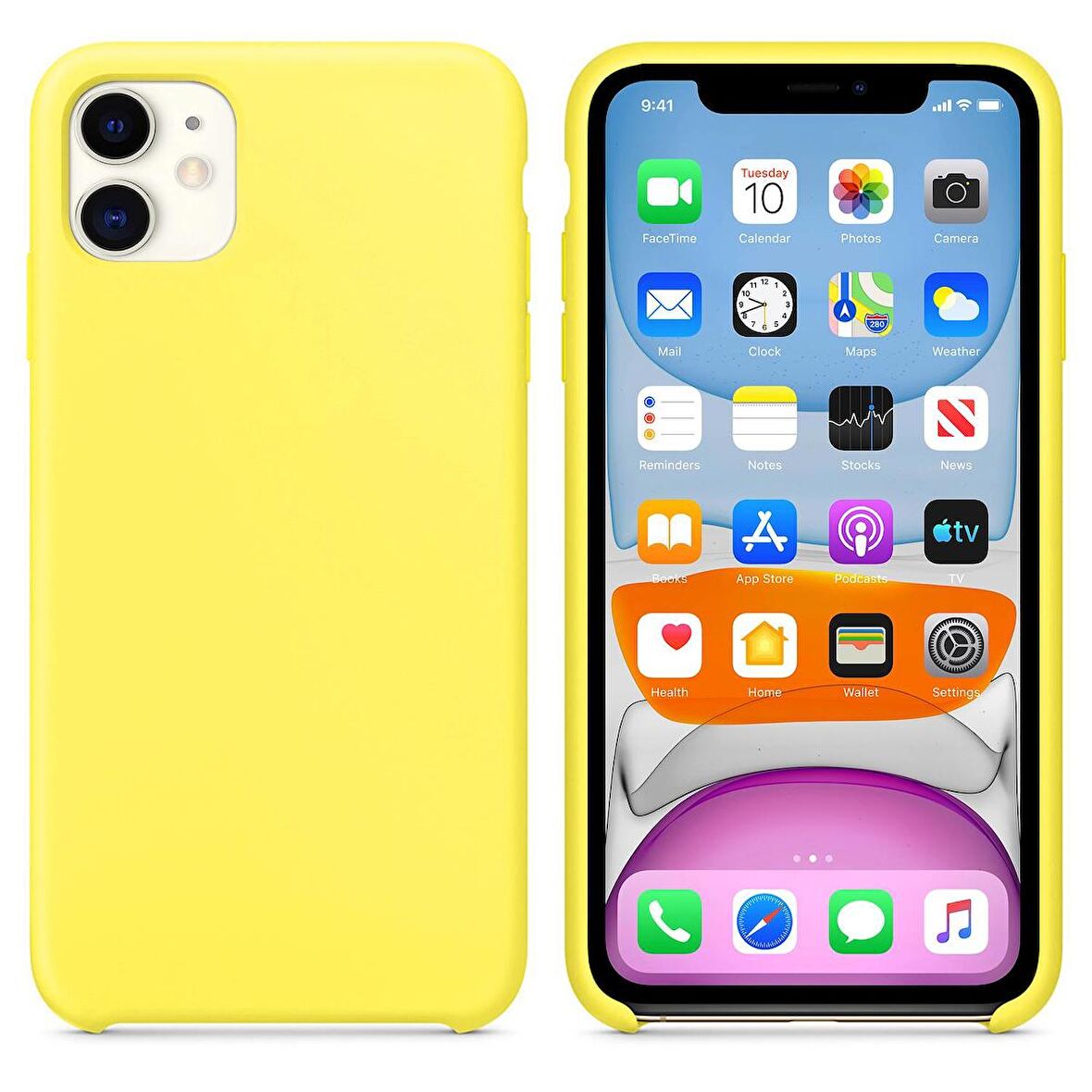 Apple iPhone 11 Altı Açık Liquit Lansman Silikon Limon Sarısı
