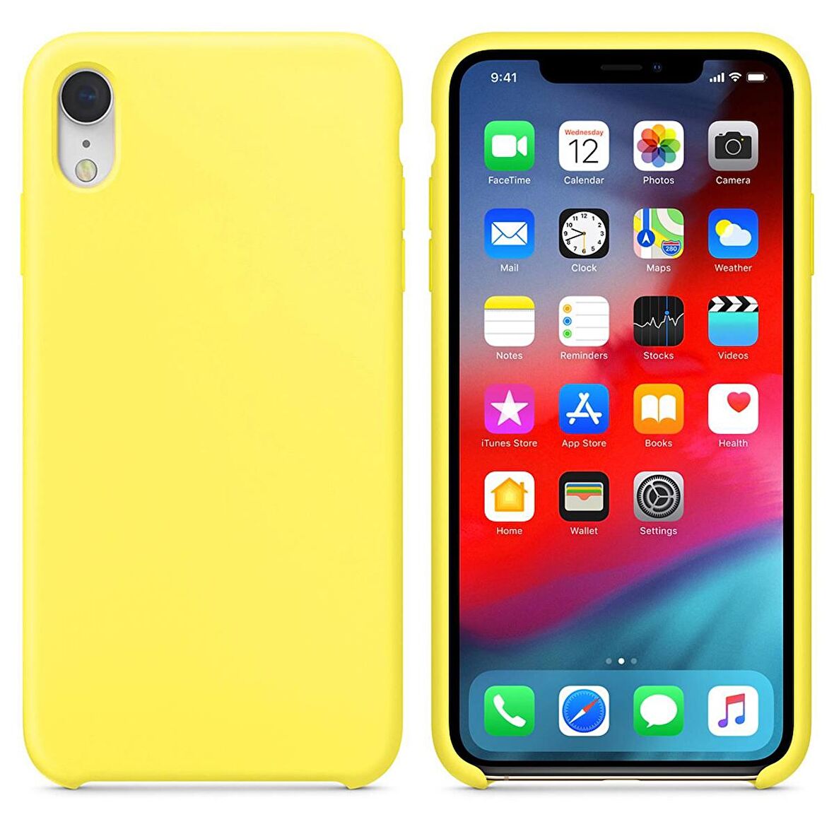 Apple iPhone XR Altı Açık Liquit Lansman Silikon Limon Sarısı