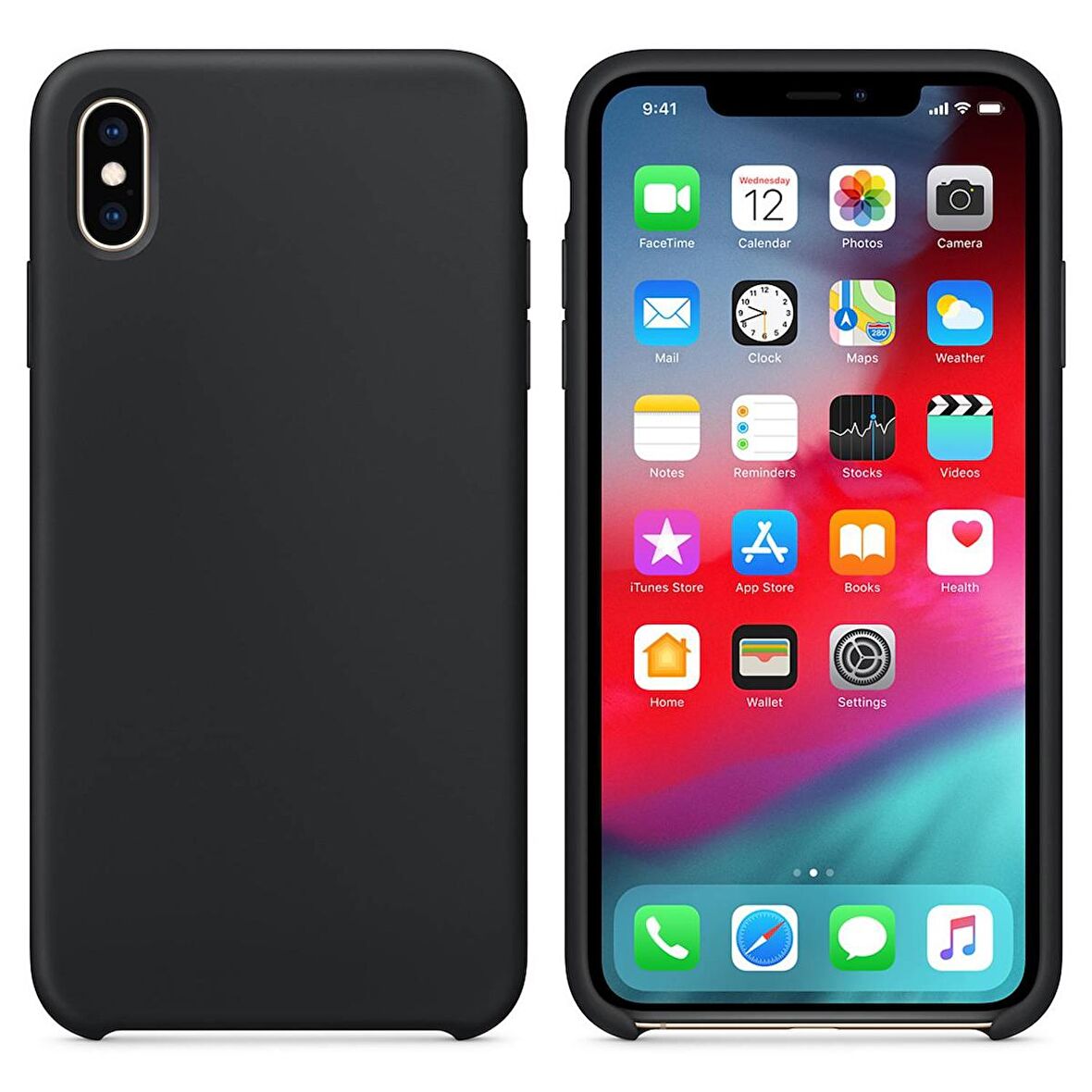 Apple iPhone XS Altı Açık Liquit Lansman Silikon Gece Siyahı