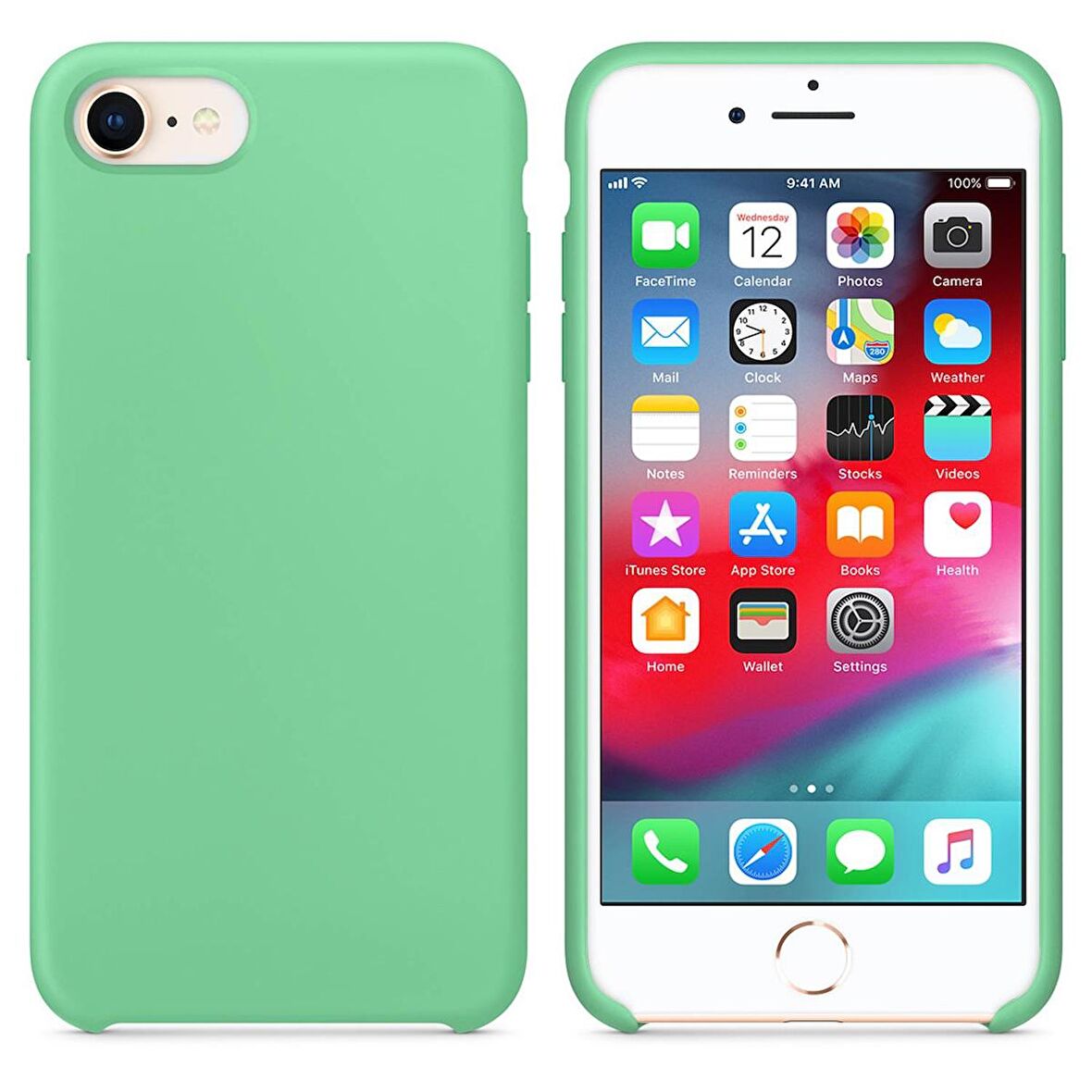 Apple iPhone 7 Altı Açık Liquit Lansman Silikon Mint Yeşil