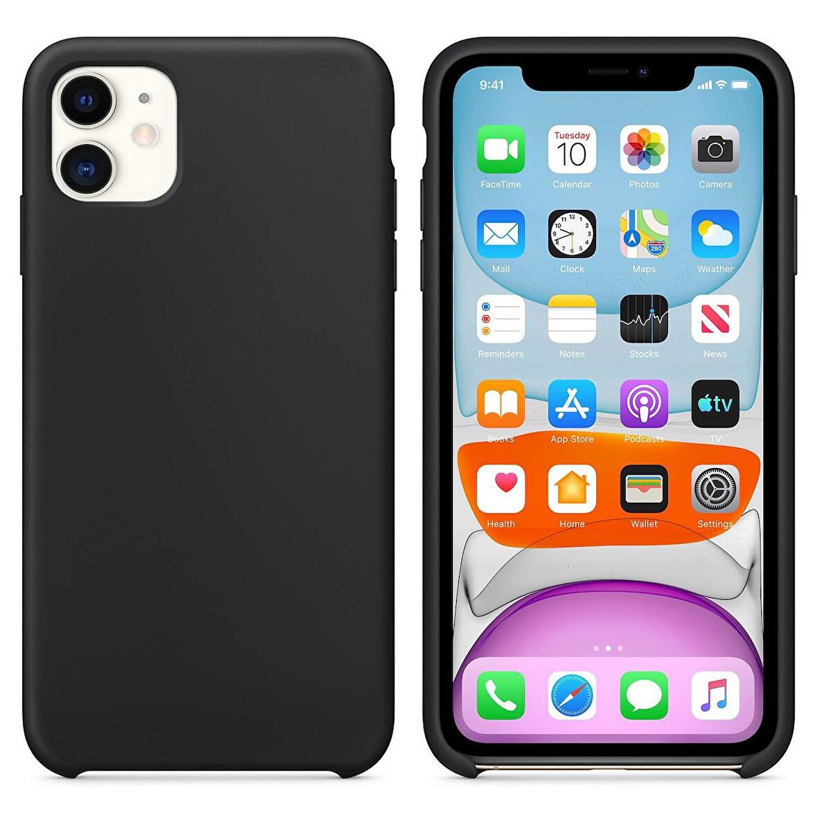 Apple iPhone 11 Altı Açık Liquit Lansman Silikon Gece Siyahı