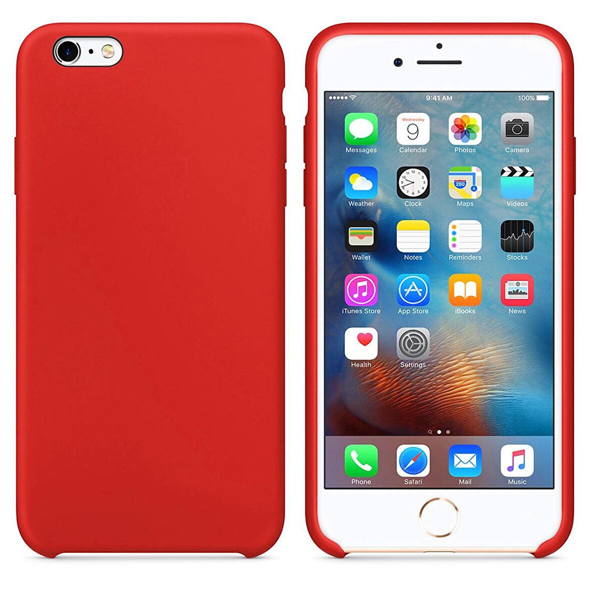 Apple iPhone 6 Altı Açık Liquit Lansman Silikon Bayrak Kırmızısı