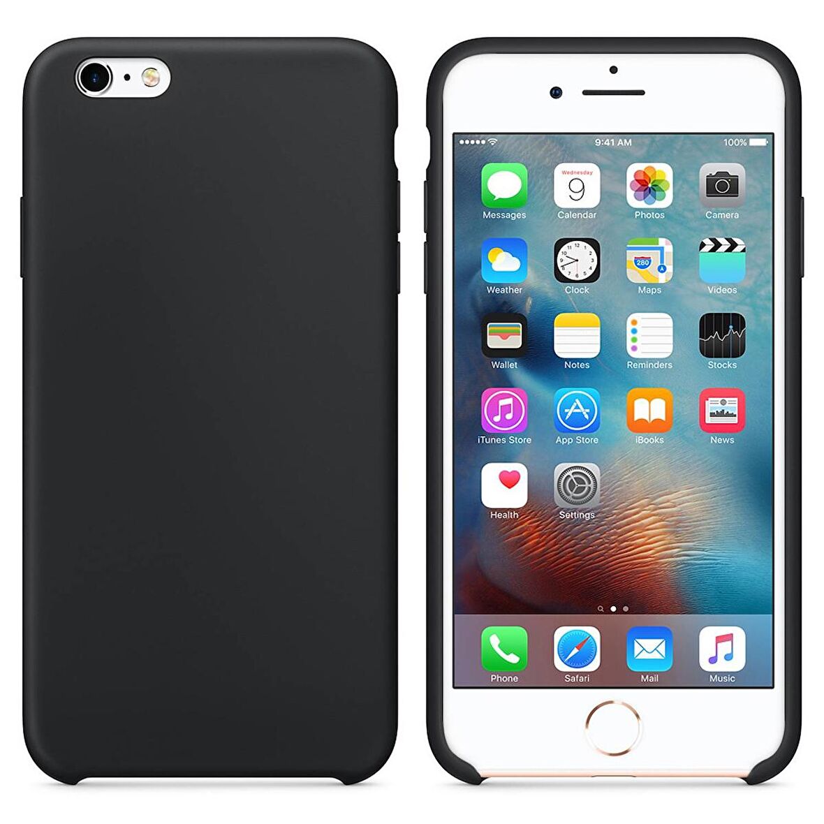 Apple iPhone 6S Plus Altı Açık Liquit Lansman Silikon Gece Siyahı