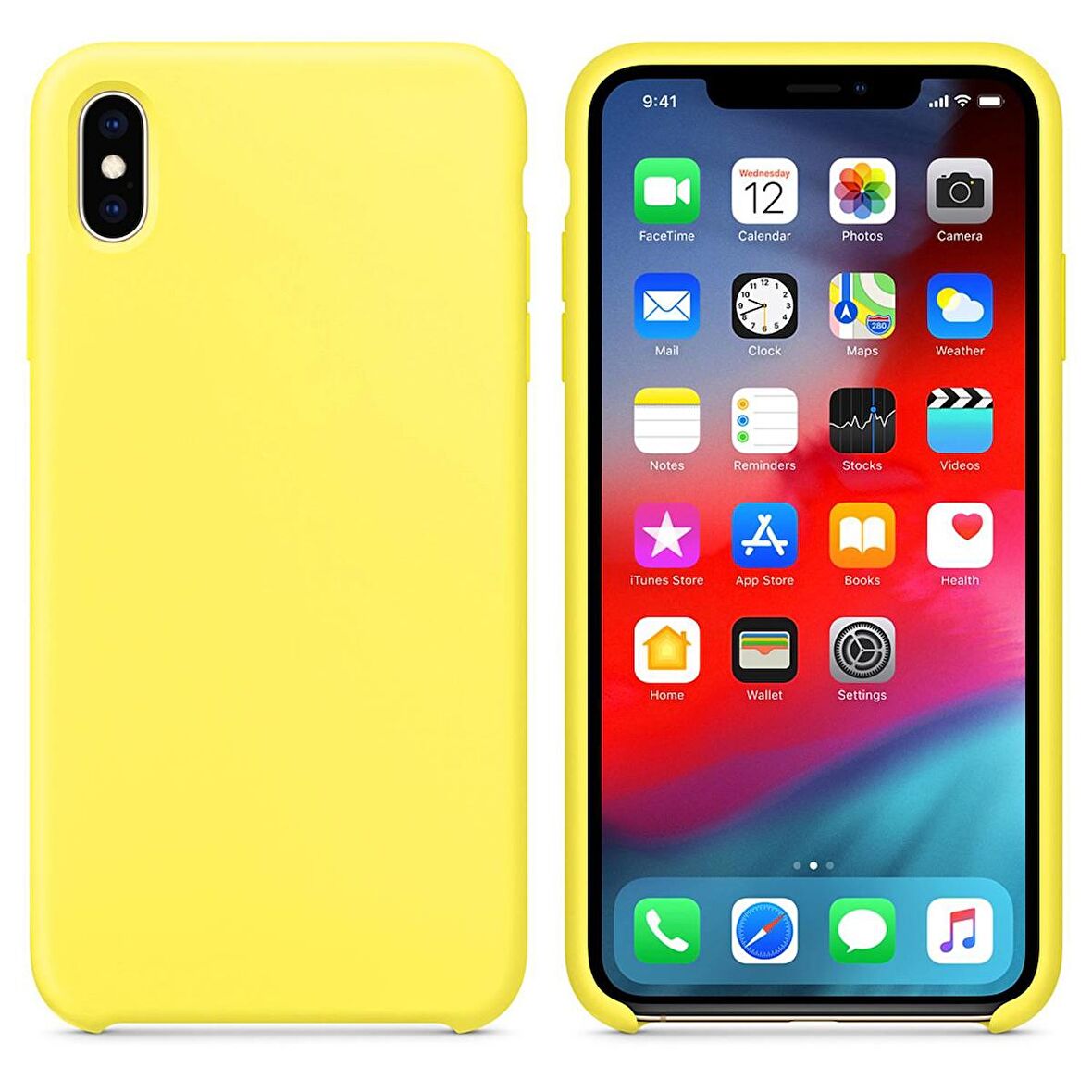 Apple iPhone X Altı Açık Liquit Lansman Silikon Limon Sarısı