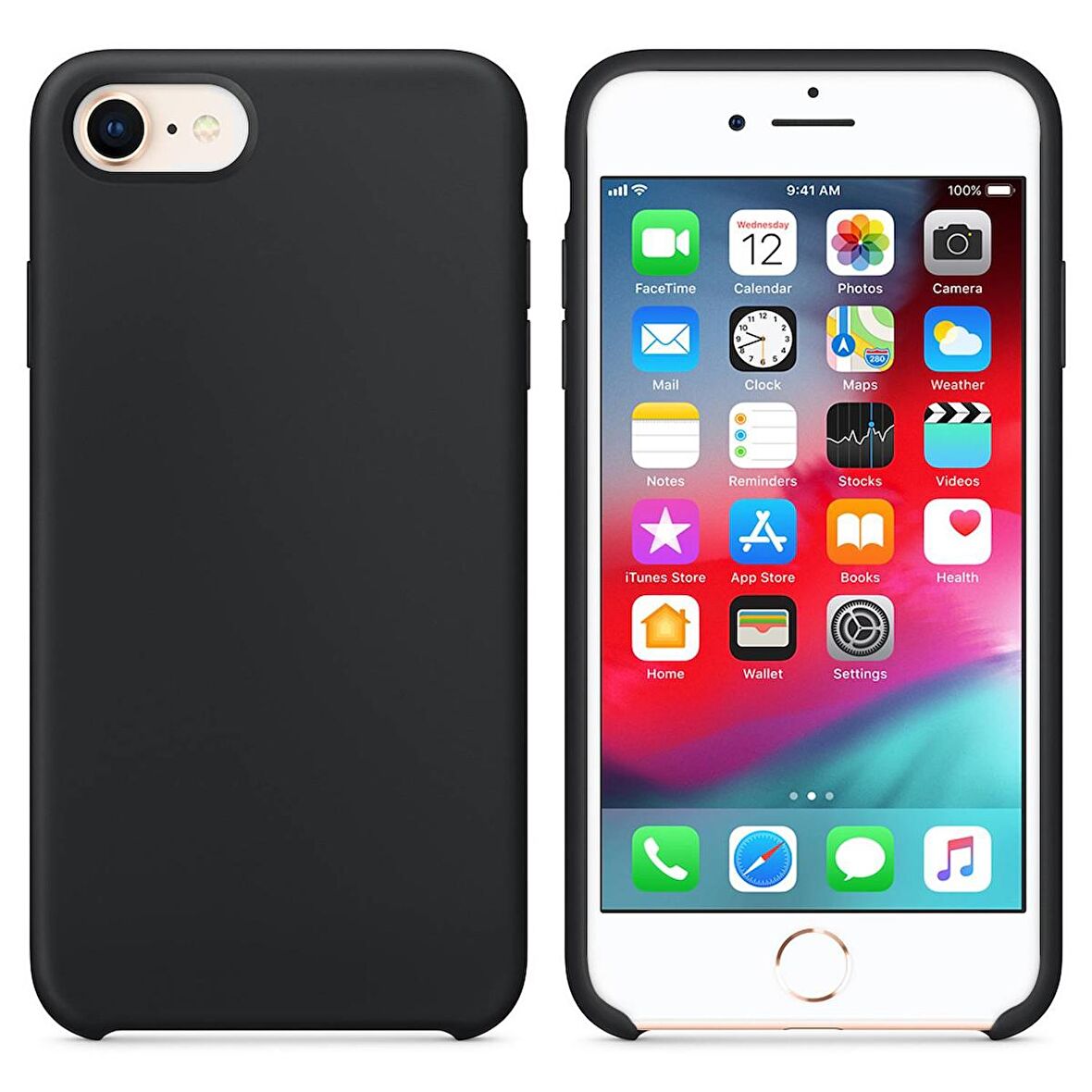 Apple iPhone 8 Altı Açık Liquit Lansman Silikon Gece Siyahı