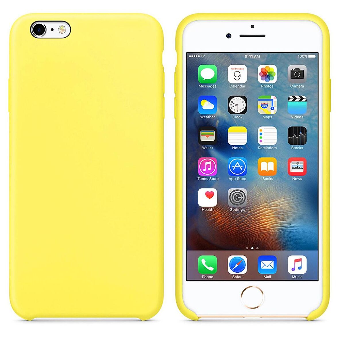 Apple iPhone 6S Plus Altı Açık Liquit Lansman Silikon Limon Sarısı
