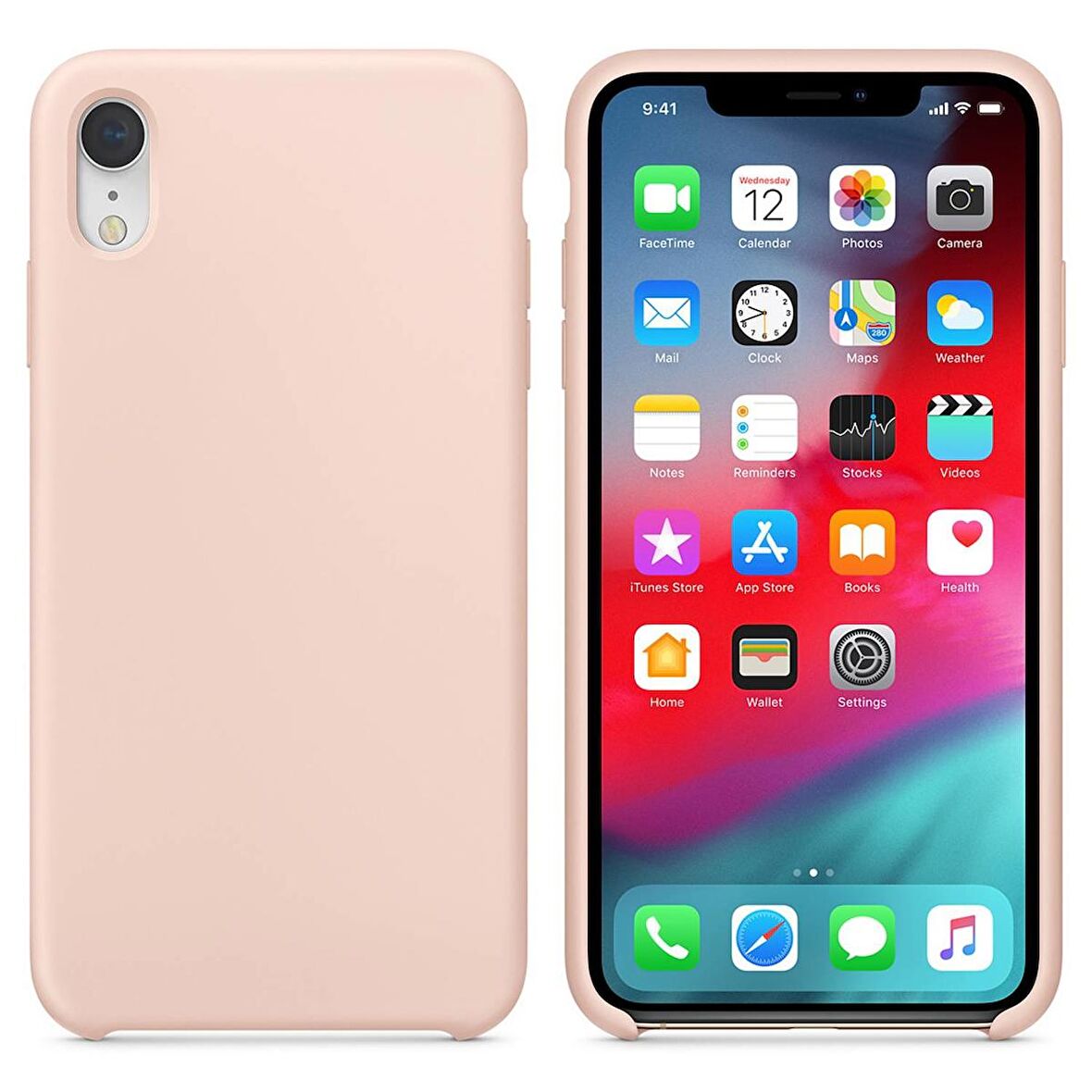 Apple iPhone XR Altı Açık Liquit Lansman Silikon Toz Pembe