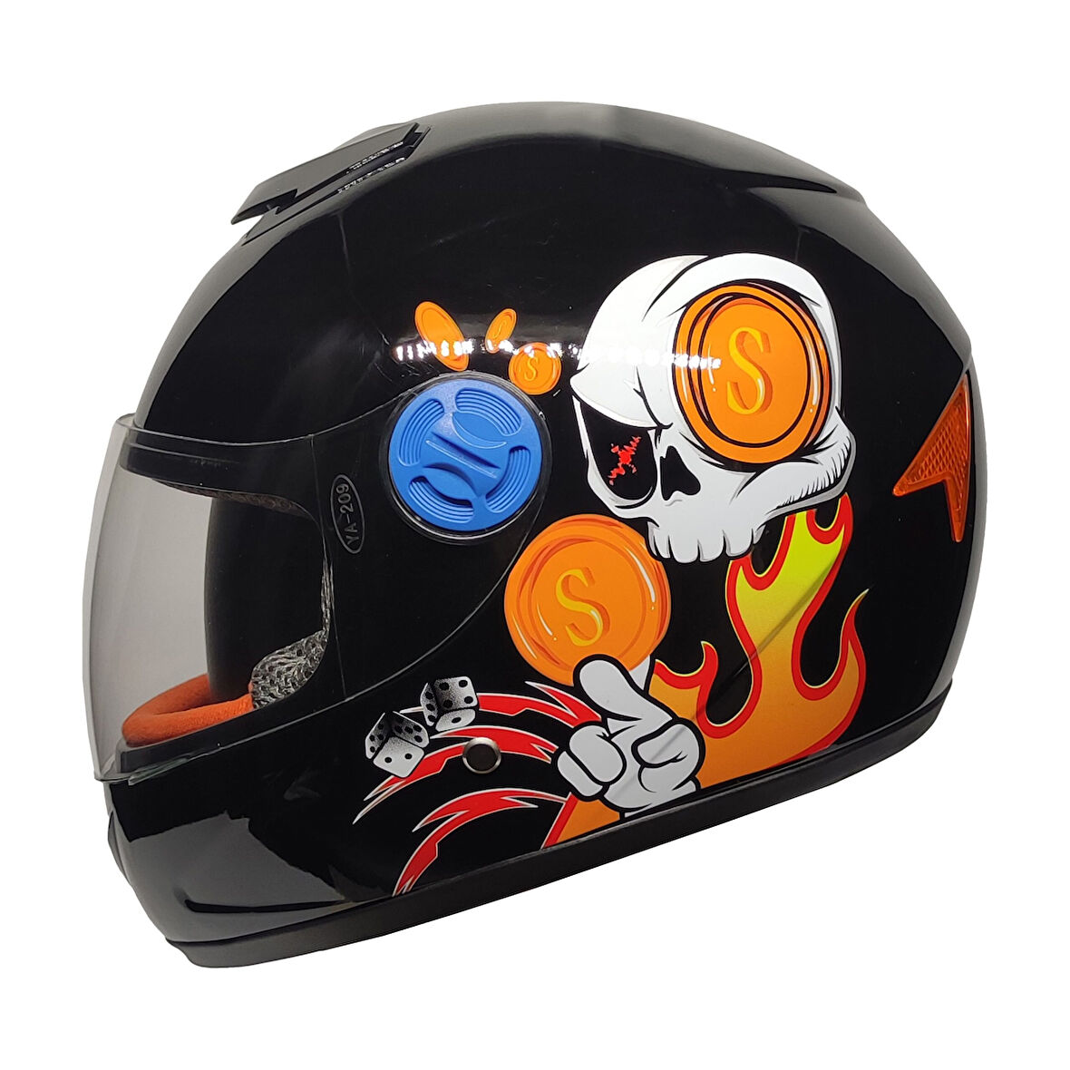 MTS Full Face Motosiklet Çocuk Kaskı K5 Skull Black