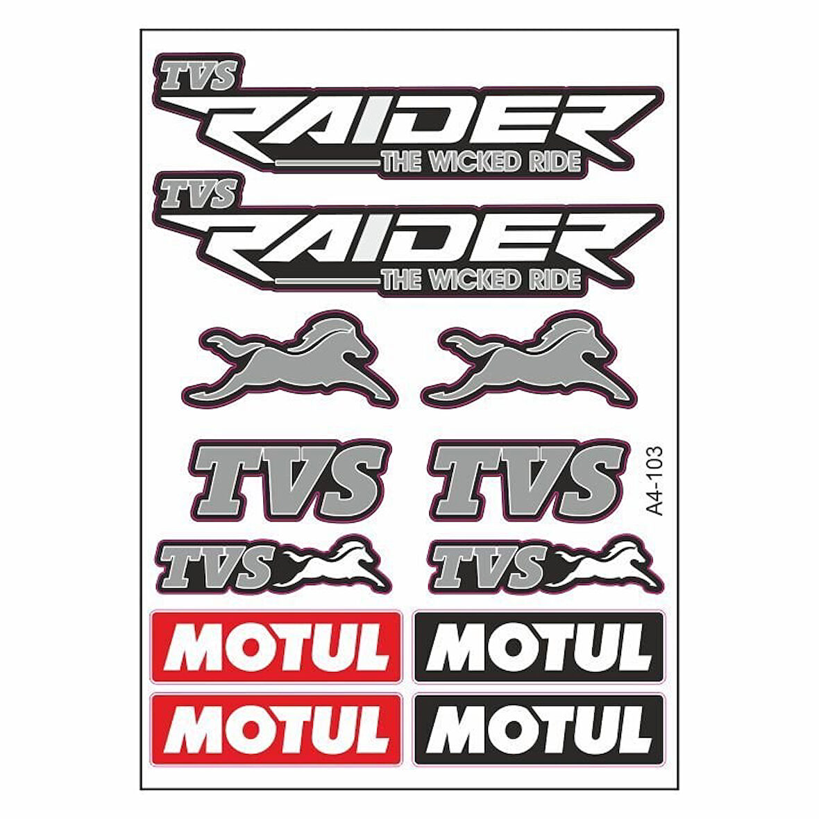 Gogo A4 Sticker Set Beyaz 103 - TVS Raider