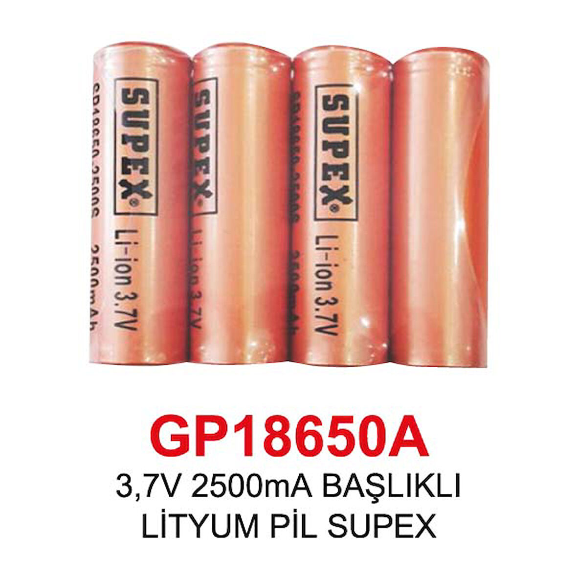 3,7V 2500mA BAŞLIKLI LİTYUM PİL SUPEX