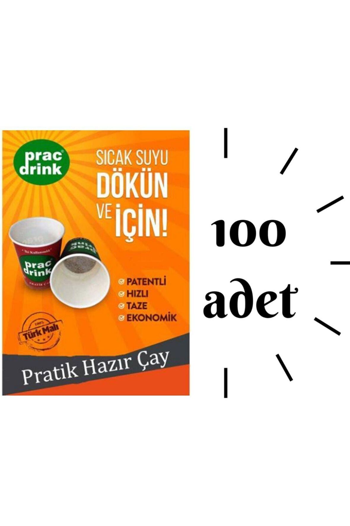 100 Lü Karton Bardakta Hazır Pratik Çay