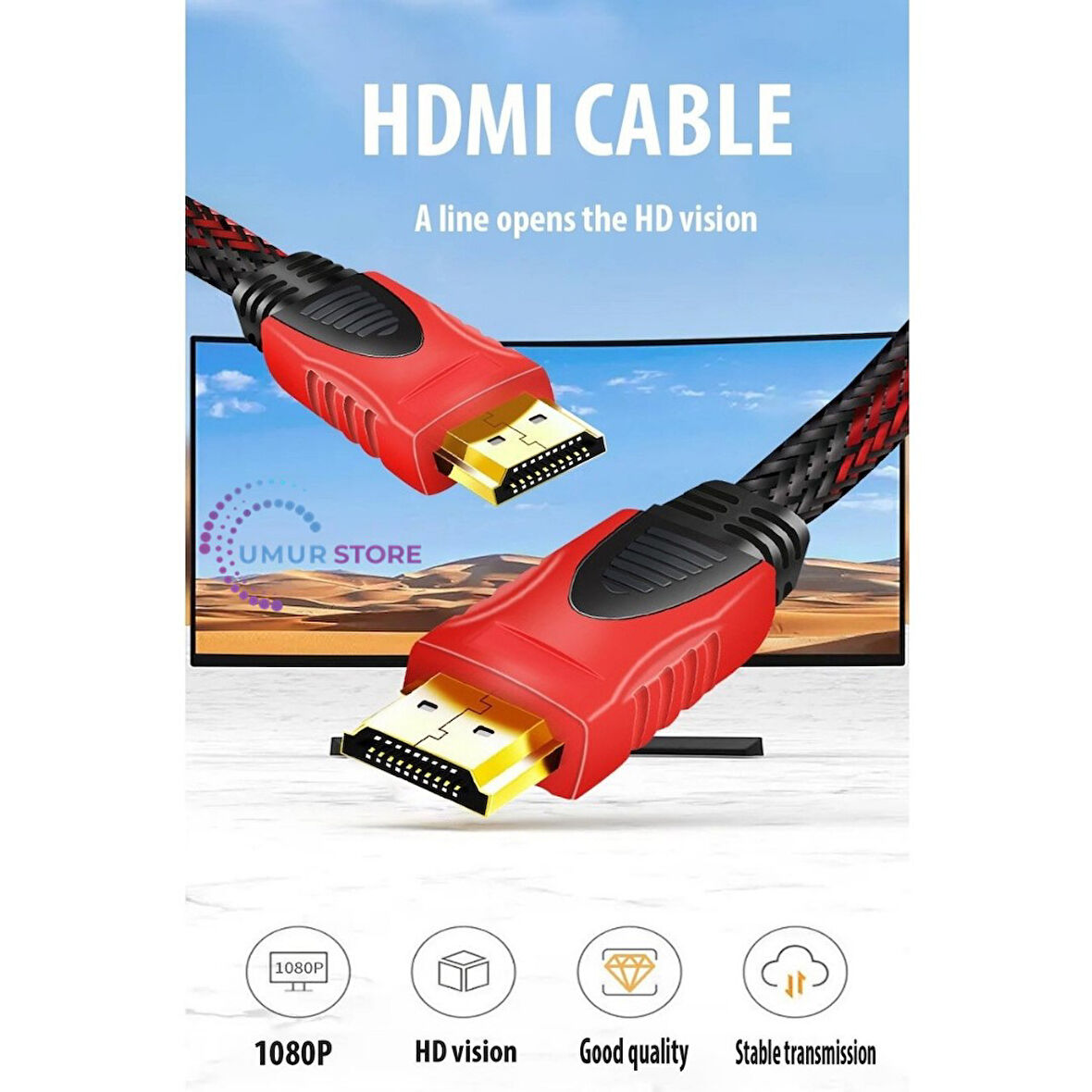 3mt Üç 3 Metre Sargılı HDMI Kablo Full Hd 1080 3D 4K 2160P Kaliteli Hdmi 2k 4K HDMI 2.0