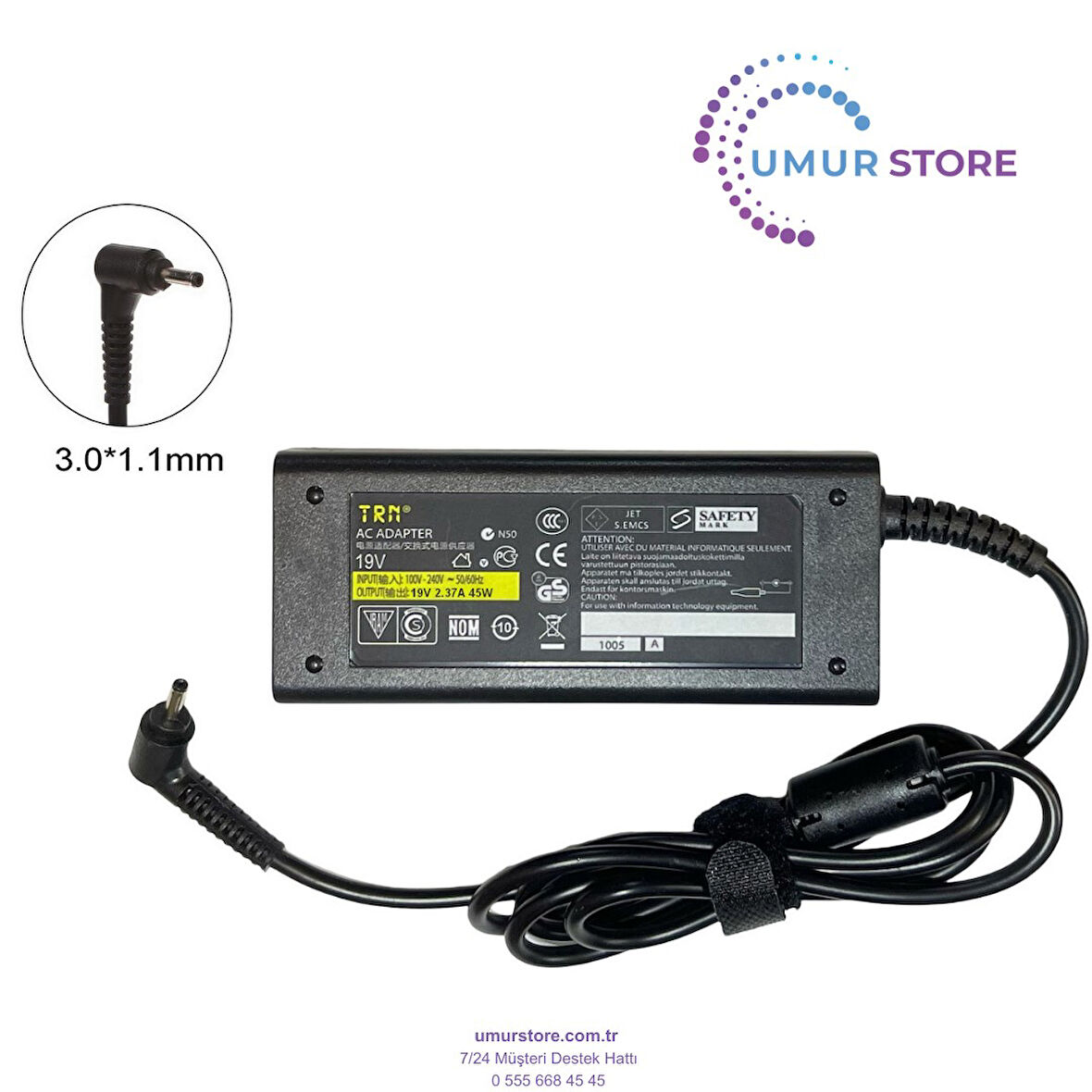 Acer ADP-45HE D 3.0x1.1mm Notebook Adaptörü