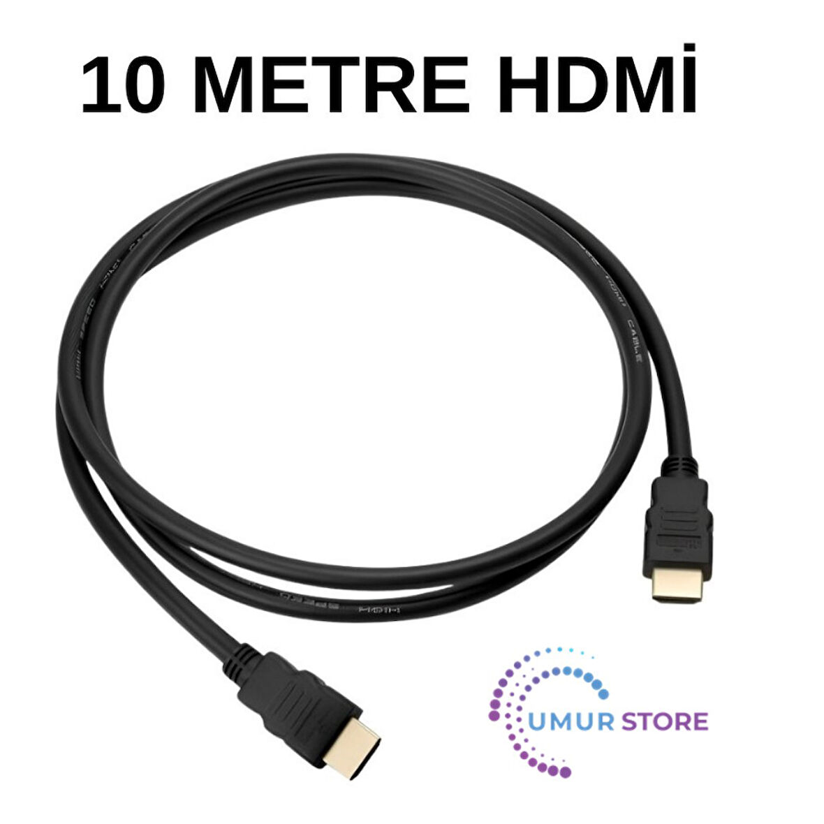 HDMI Kablo 10 Metre – 1080p Full HD, Siyah Renk, Altın Uçlu Uzun Mesafe TV Bağlantı Kablosu