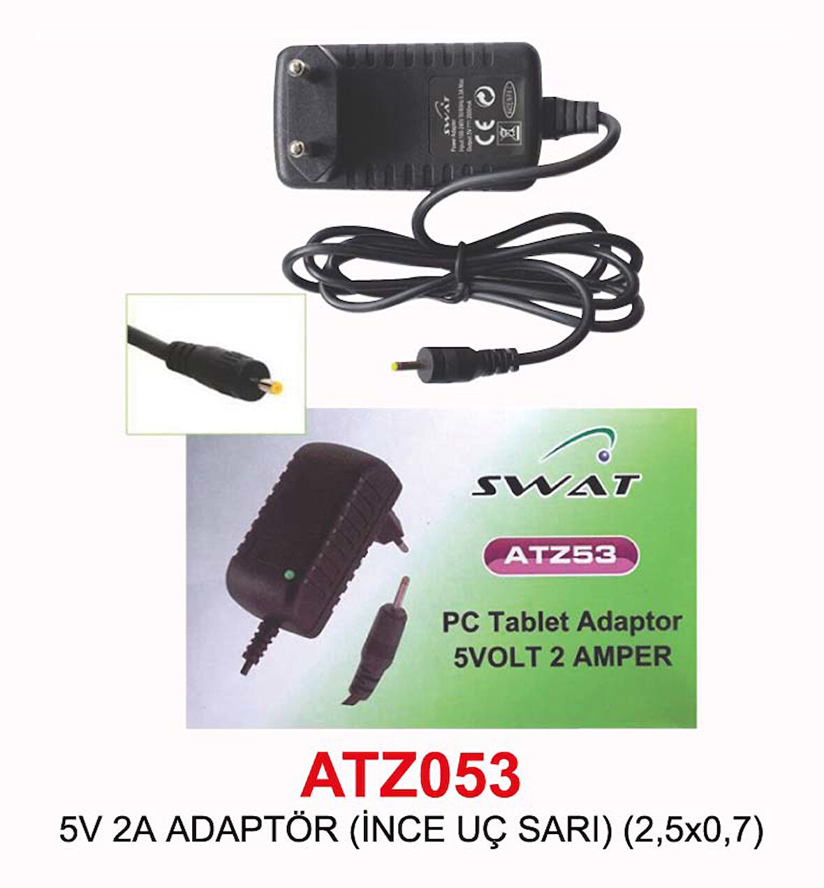 5V 2A ADAPTÖR (İNCE UÇ SARI) (2,5x0,7)