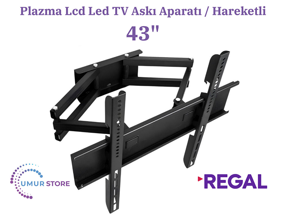Regal 43T01750 43'' Smart TIVO Full HD 108/109 Ekran Lcd Led TV Hareketli Duvar Askı Aparatı