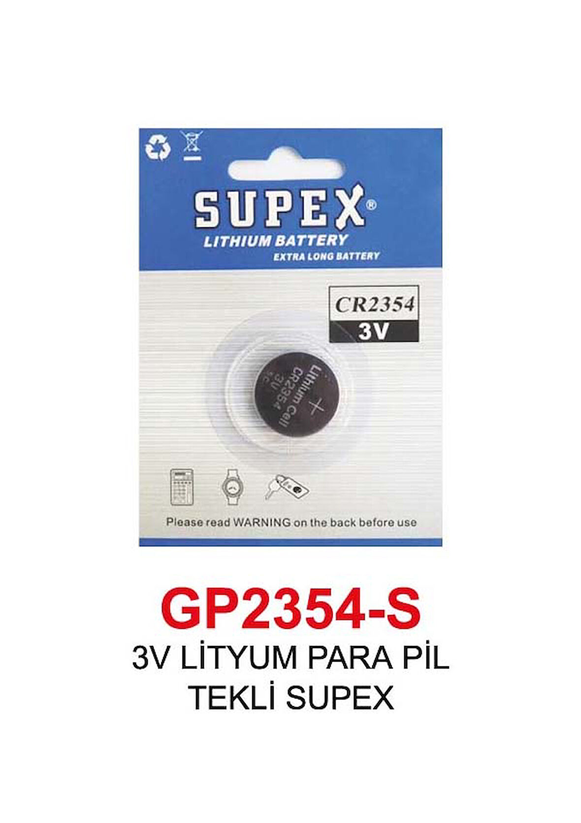 3V LİTYUM PARA PİL TEKLİ SUPEX 2354-S